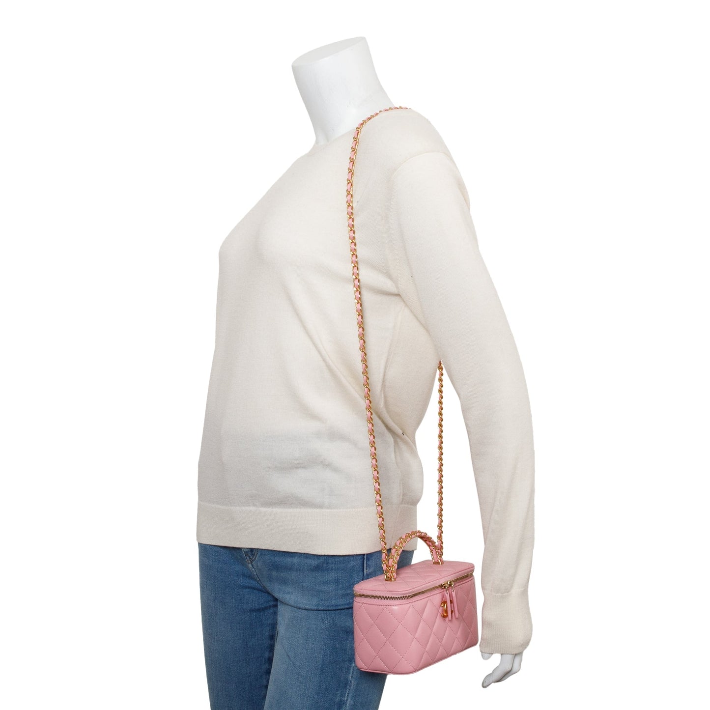 Chanel Quilted Pick Me Up Vanity Leather Lambskin Pink Travel Bag