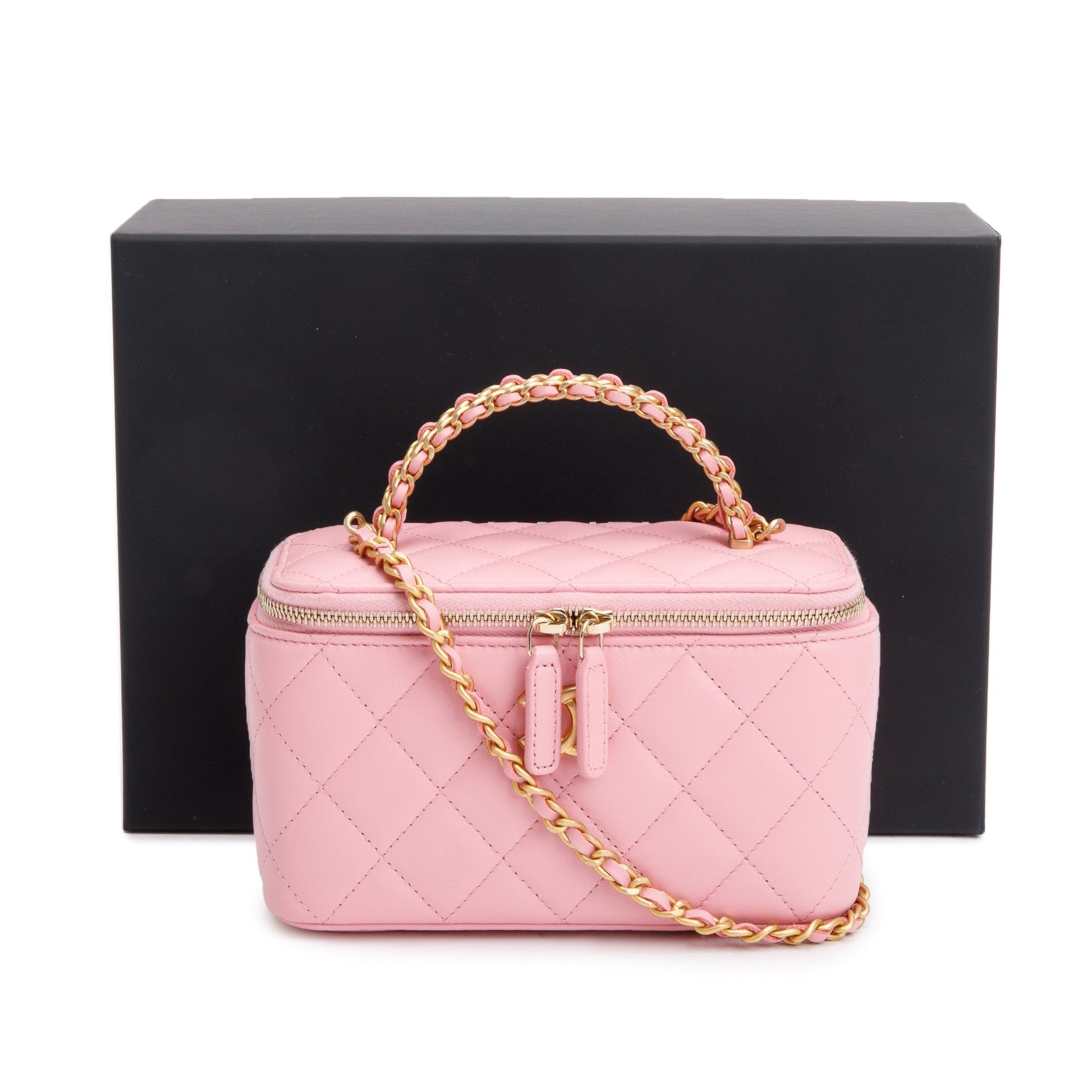 Chanel Quilted Pick Me Up Vanity Leather Lambskin Pink Travel Bag