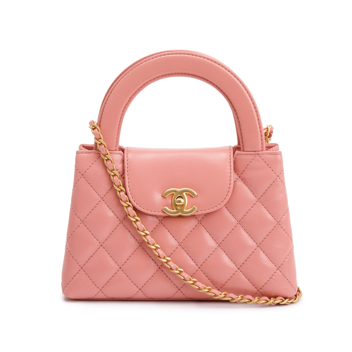 Chanel Shiny Aged Kelly Shopping Leather Calfskin Pink Travel Bag