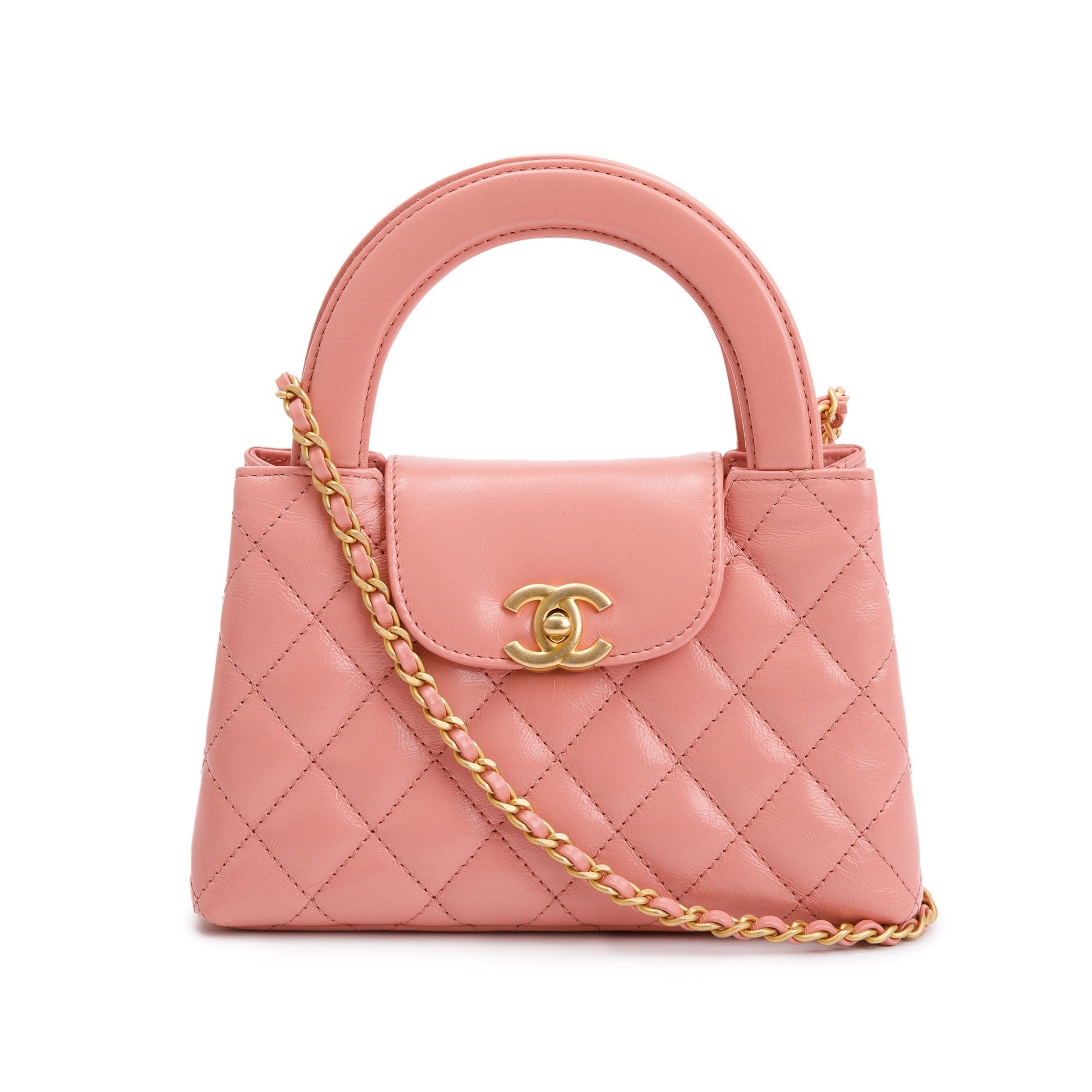 Chanel Shiny Aged Kelly Shopping Leather Calfskin Pink Travel Bag