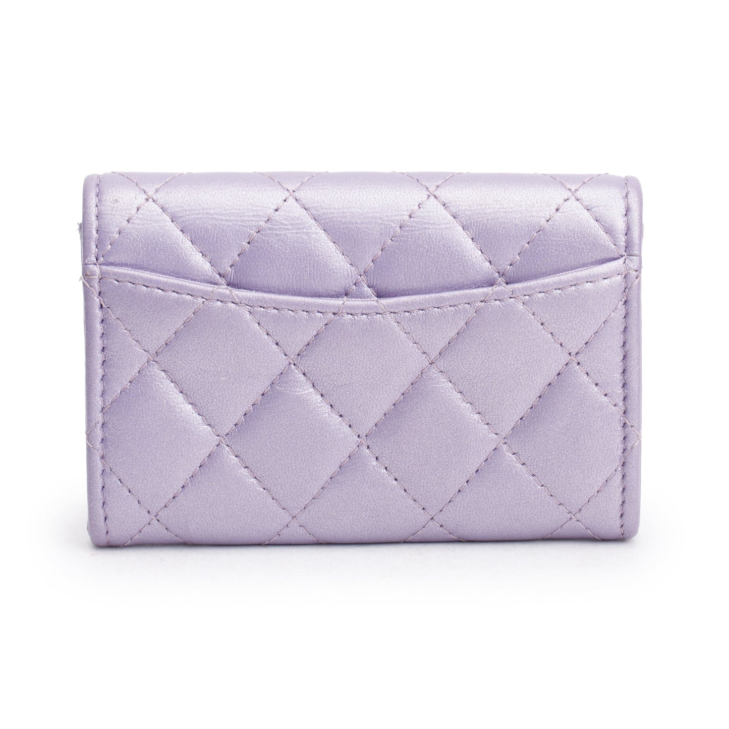 Chanel Purple Iridescent Classic Flap Card Leather Lambskin Wallet Case