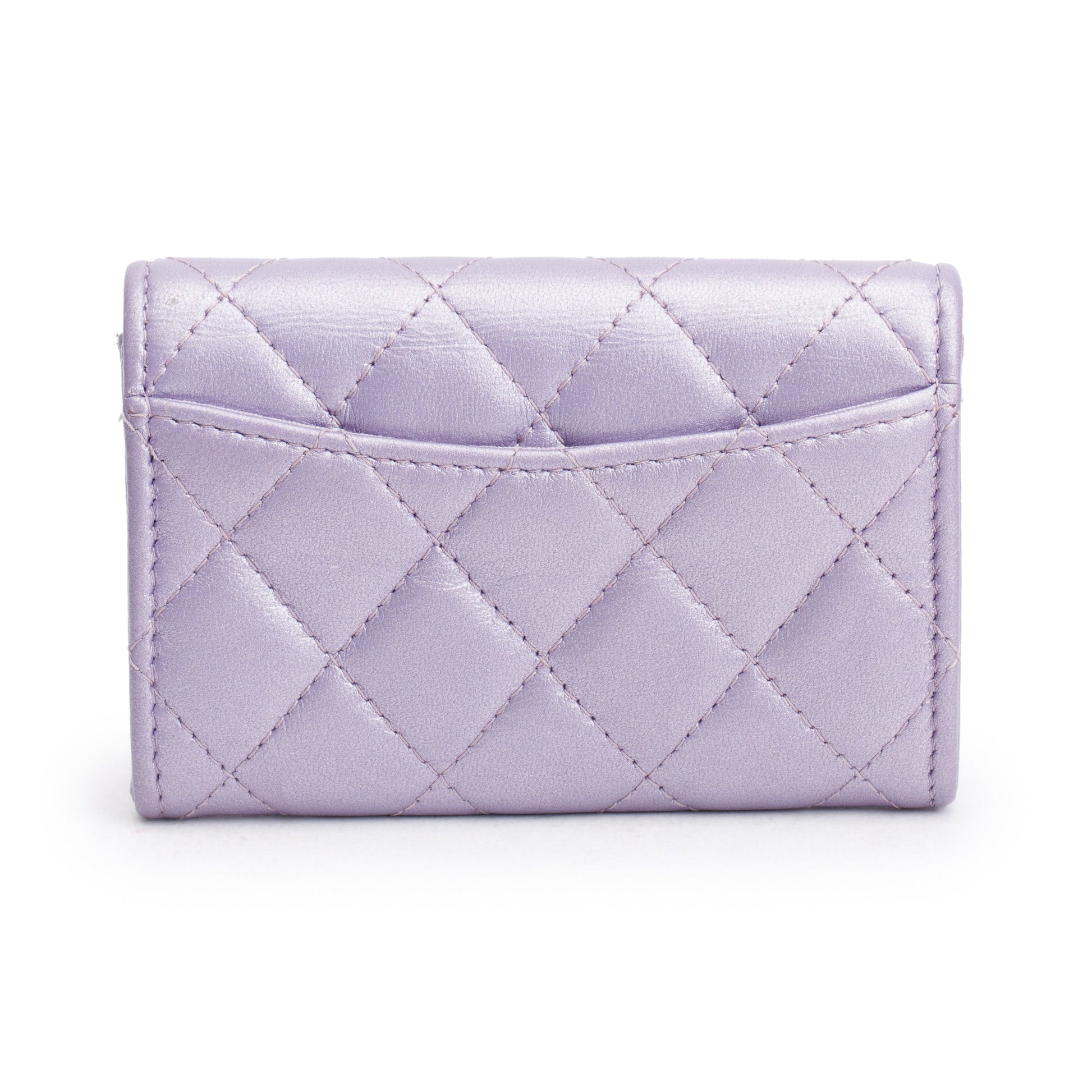Chanel Purple Iridescent Classic Flap Card Leather Lambskin Wallet Case