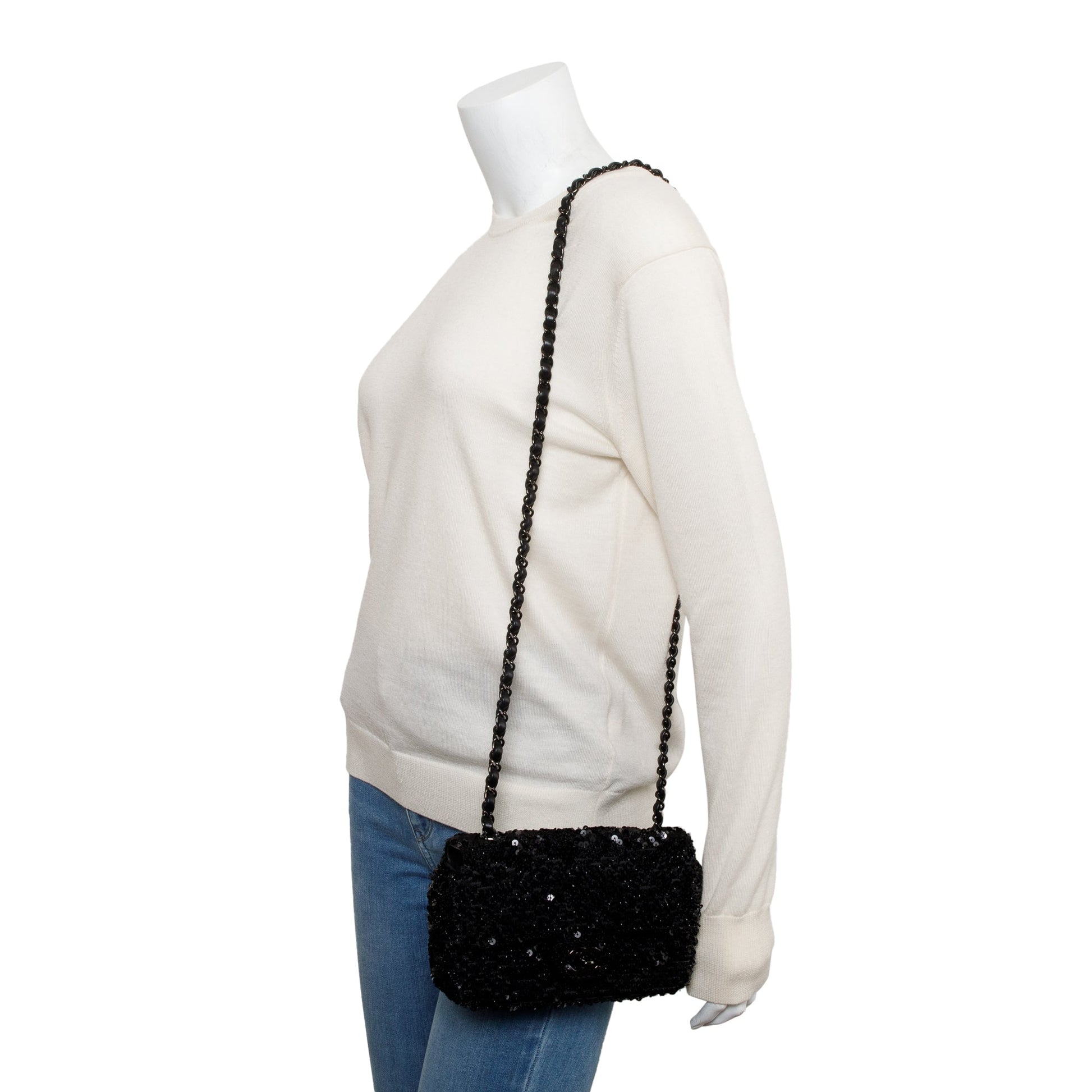 Chanel So Sequin Classic Rectangular Flap Black Travel Bag