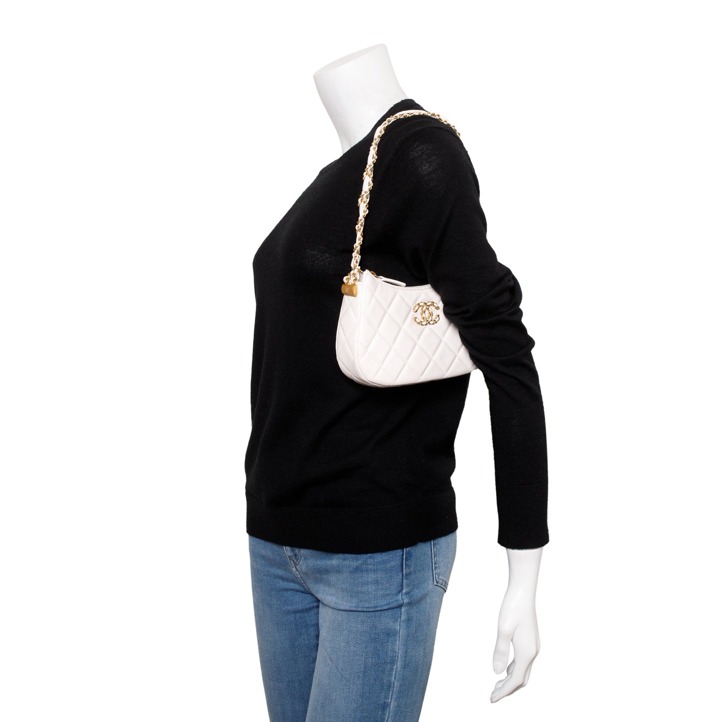 Chanel 19 Hobo Leather Calfskin White Travel Bag