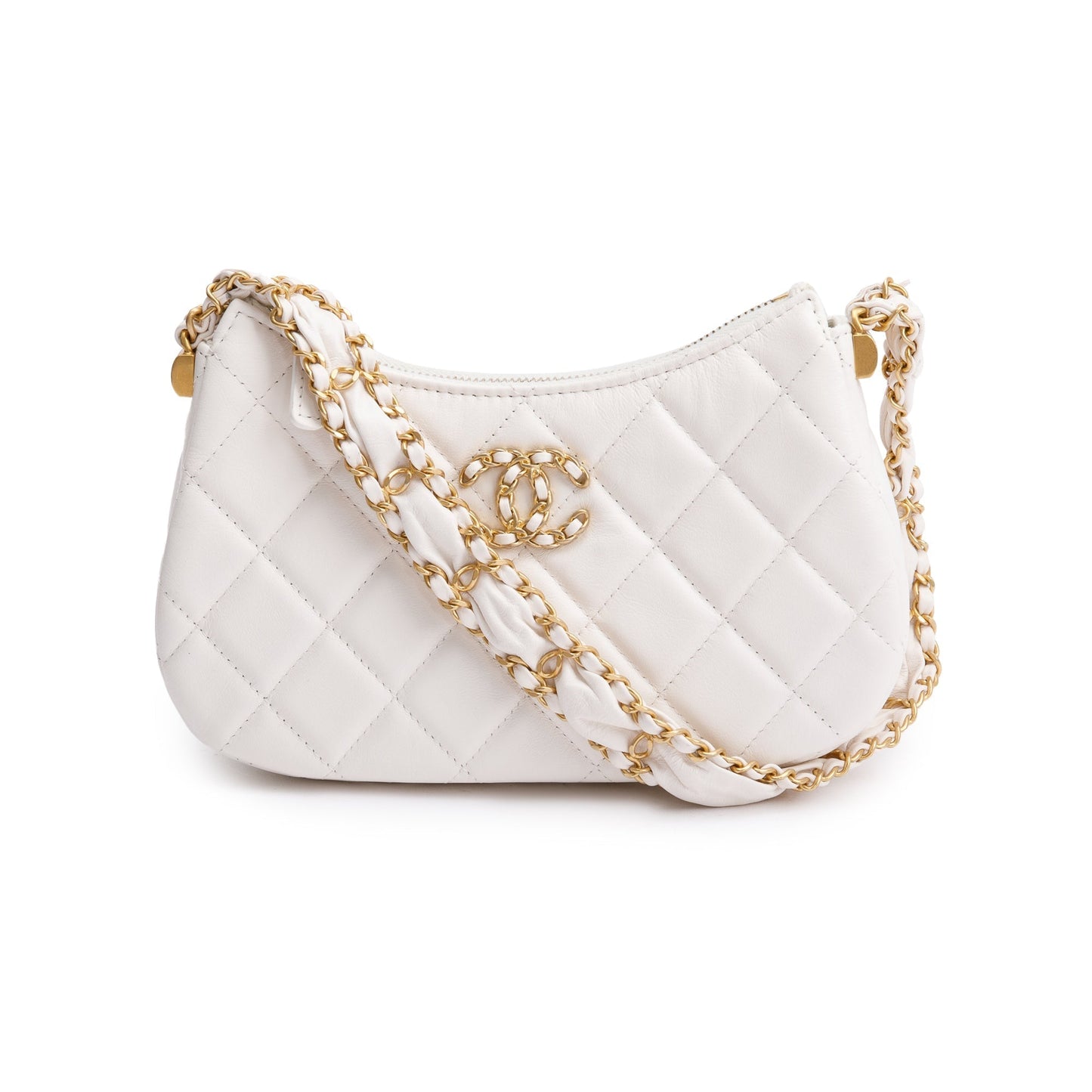 Chanel 19 Hobo Leather Calfskin White Travel Bag