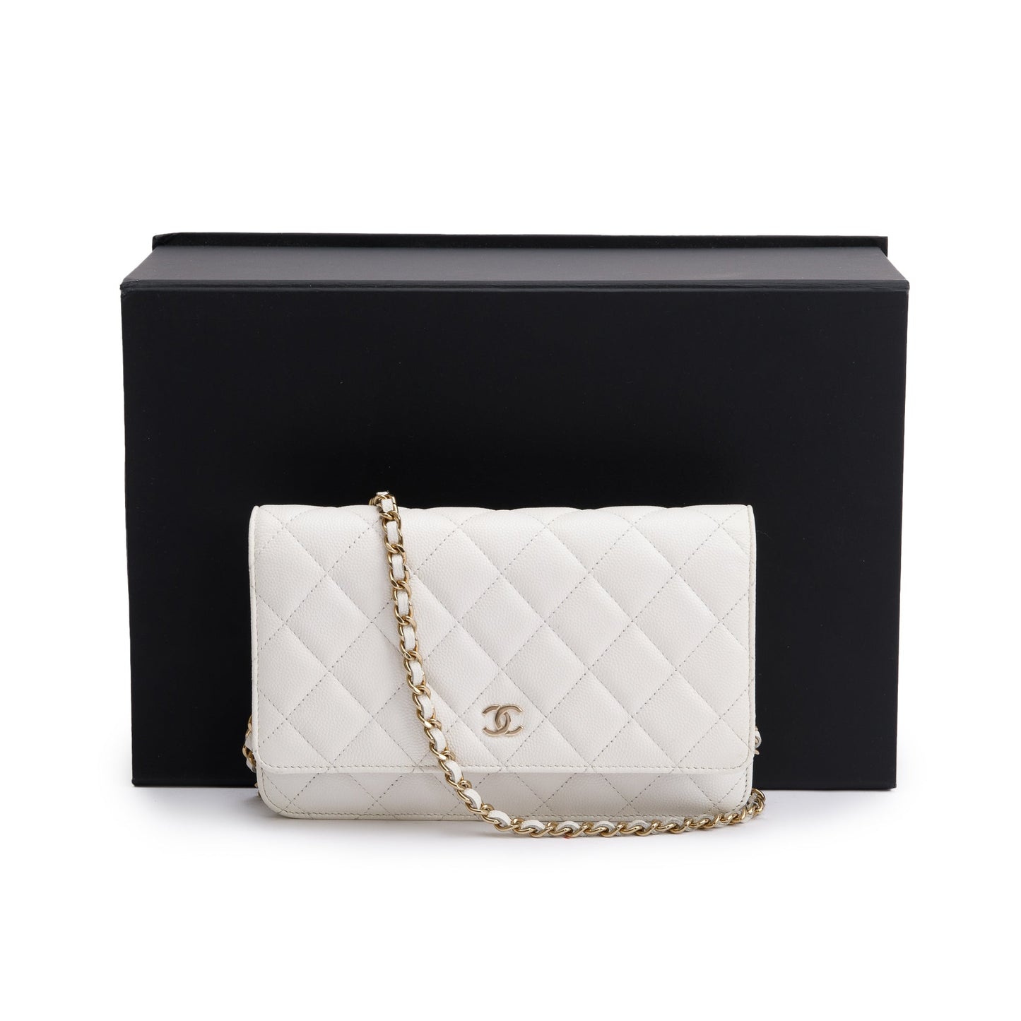 Chanel Caviar Classic on Leather White Wallet Case