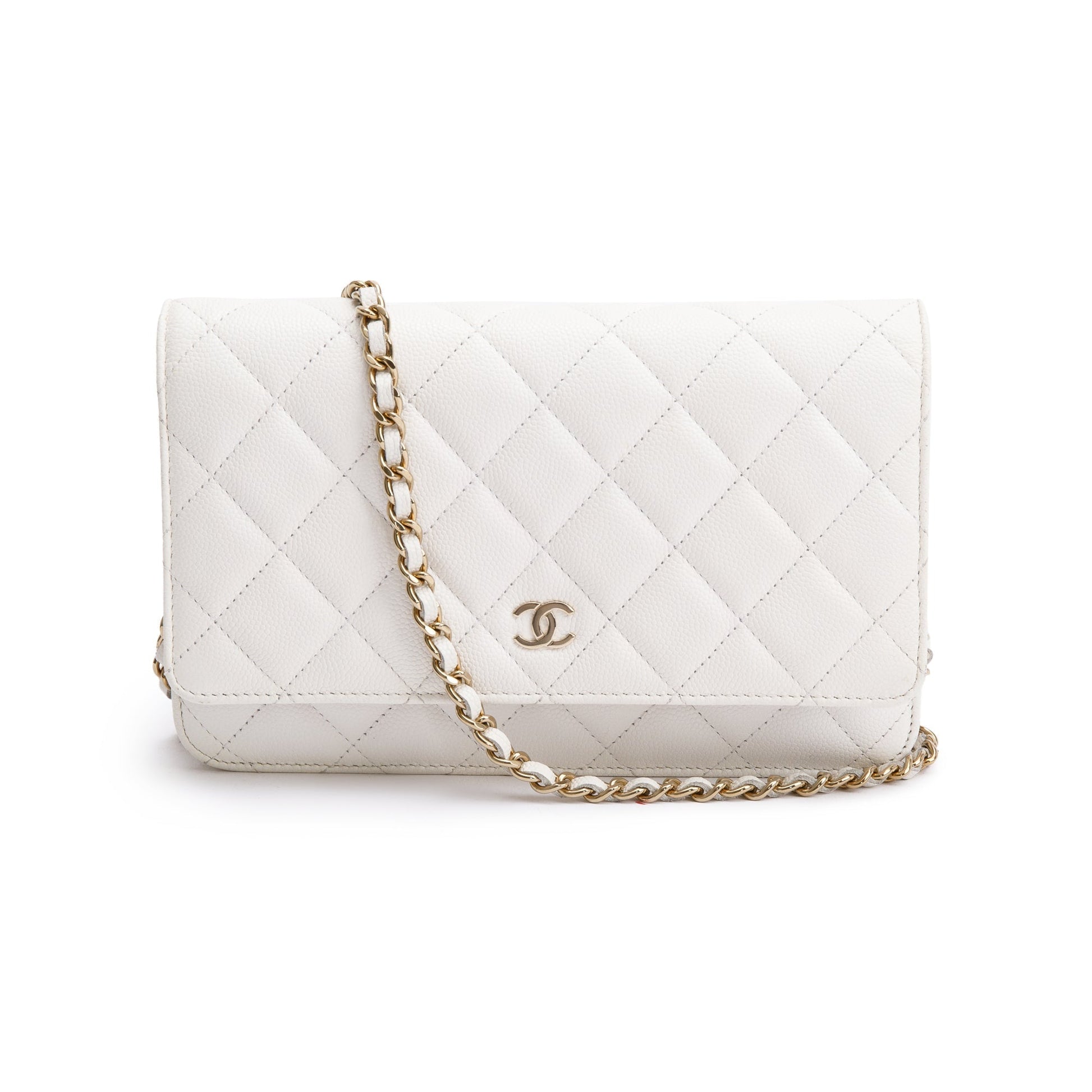 Chanel Caviar Classic on Leather White Wallet Case