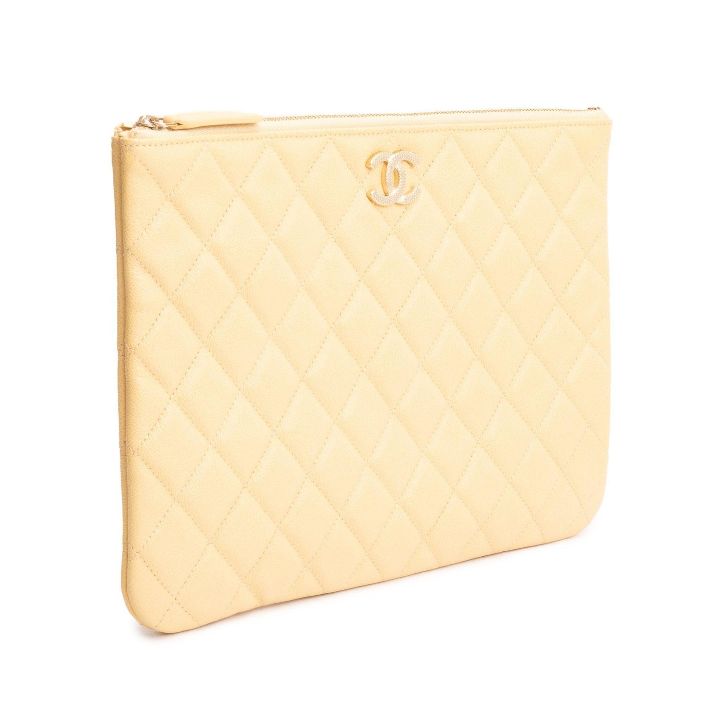 Chanel Quilted O Leather Calfskin Yellow Travel Bag