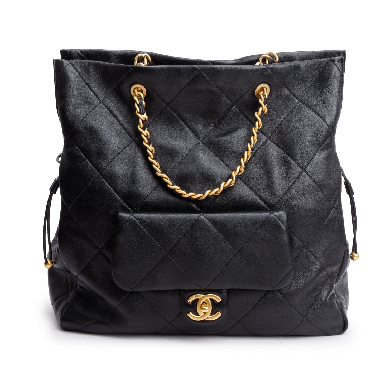 Chanel Quilted Shopping Leather Calfskin Black Travel Bag