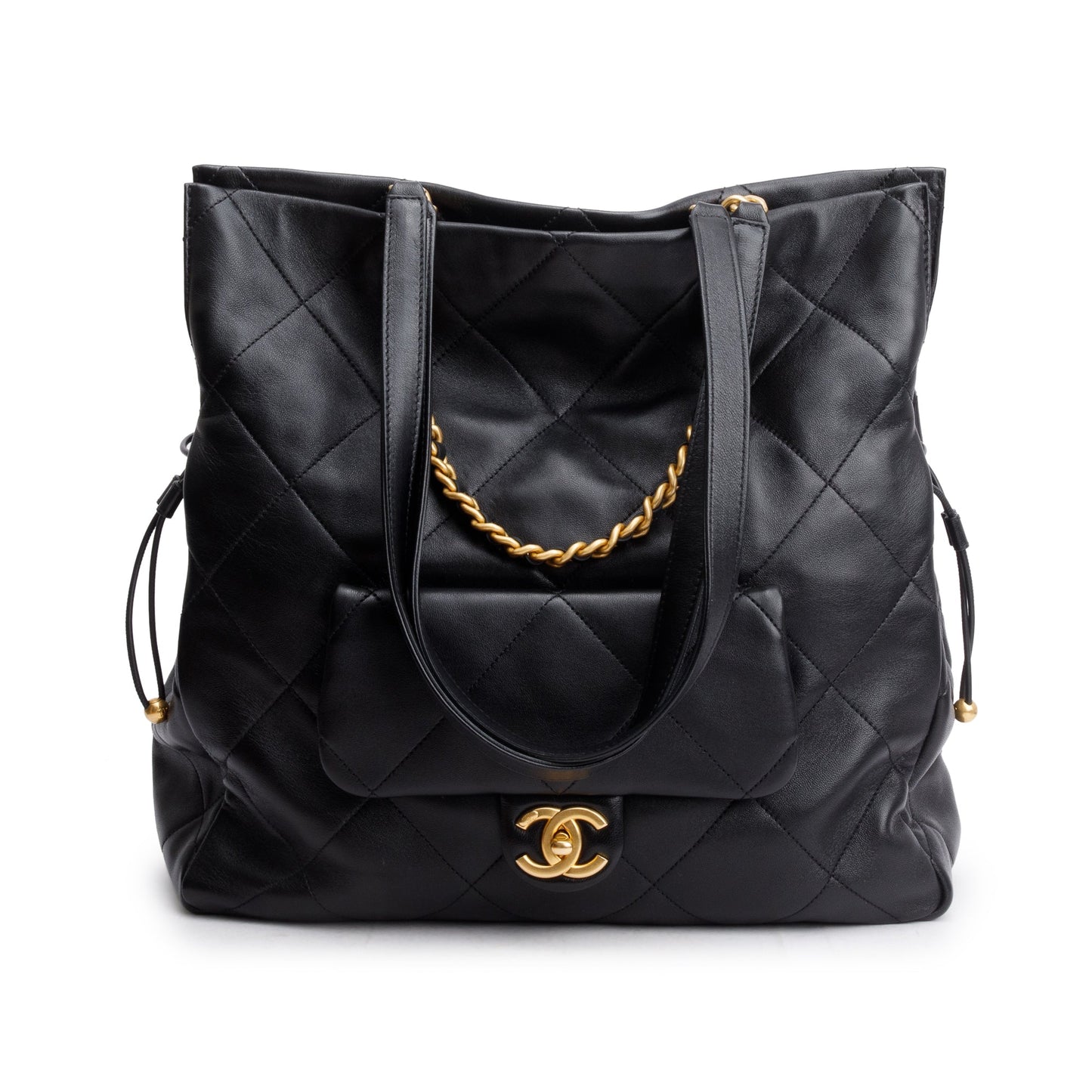 Chanel Quilted Shopping Leather Calfskin Black Travel Bag