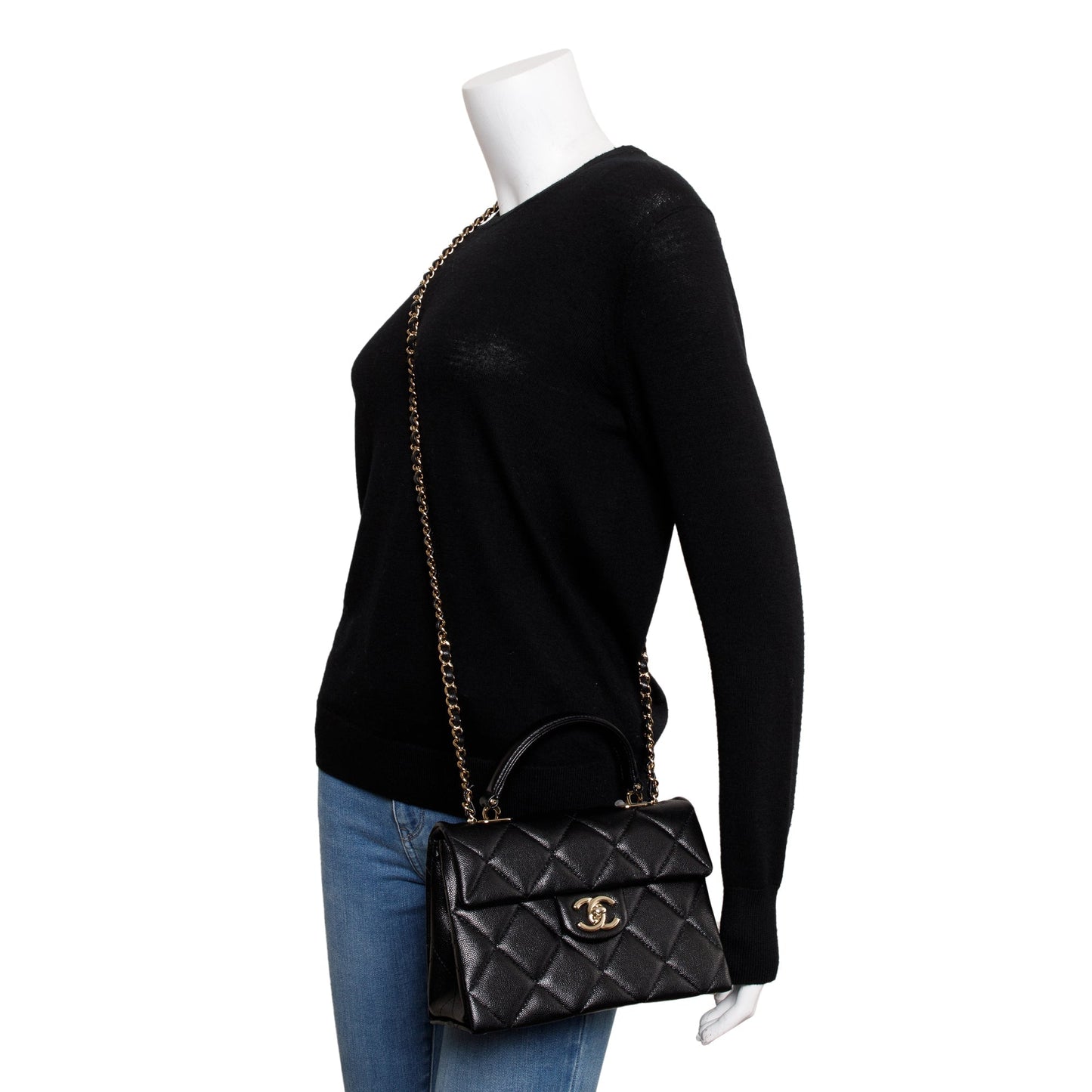 Chanel Quilted Caviar My Retrofit Top Leather Black Travel Bag
