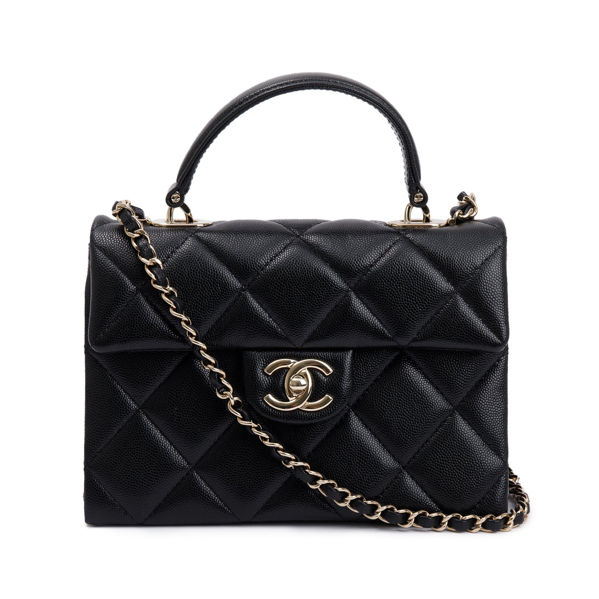 Chanel Quilted Caviar My Retrofit Top Leather Black Travel Bag