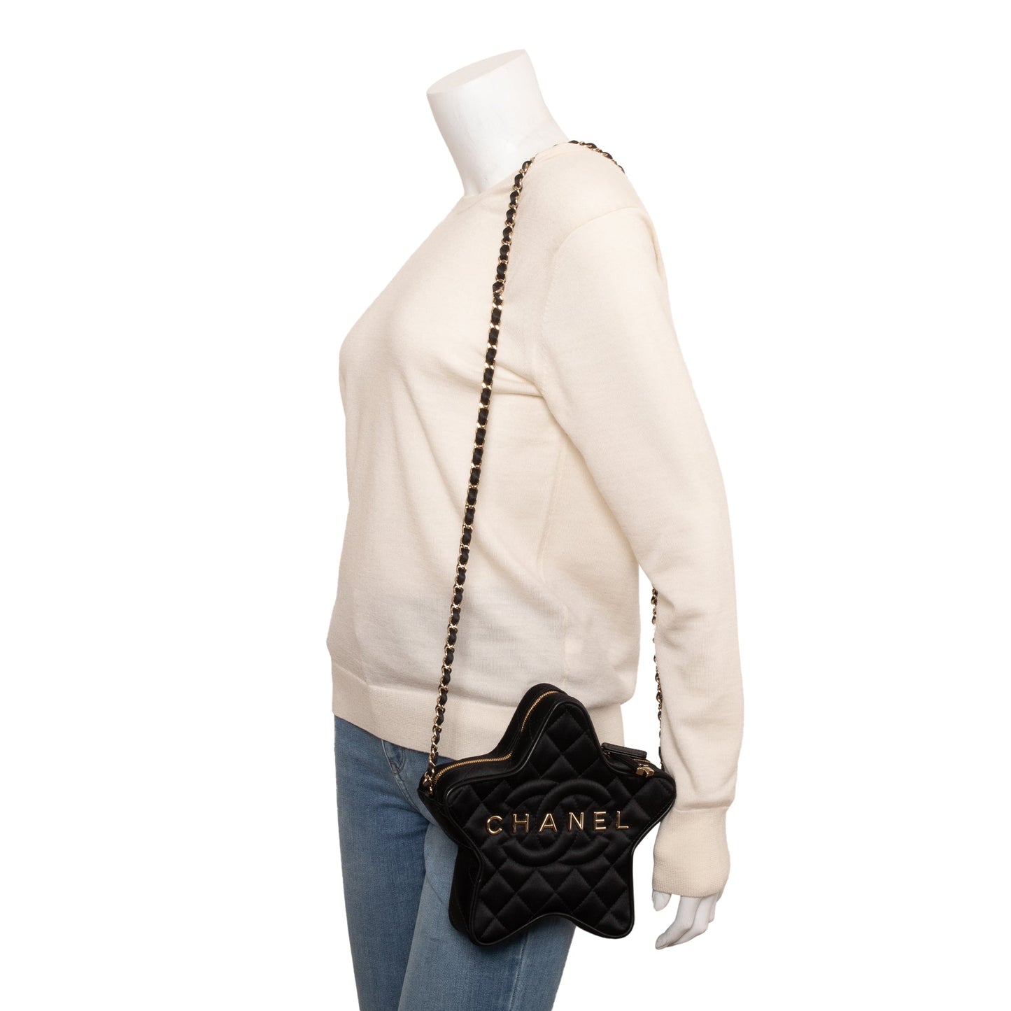 Chanel Satin Walk Fame Star Black Travel Bag