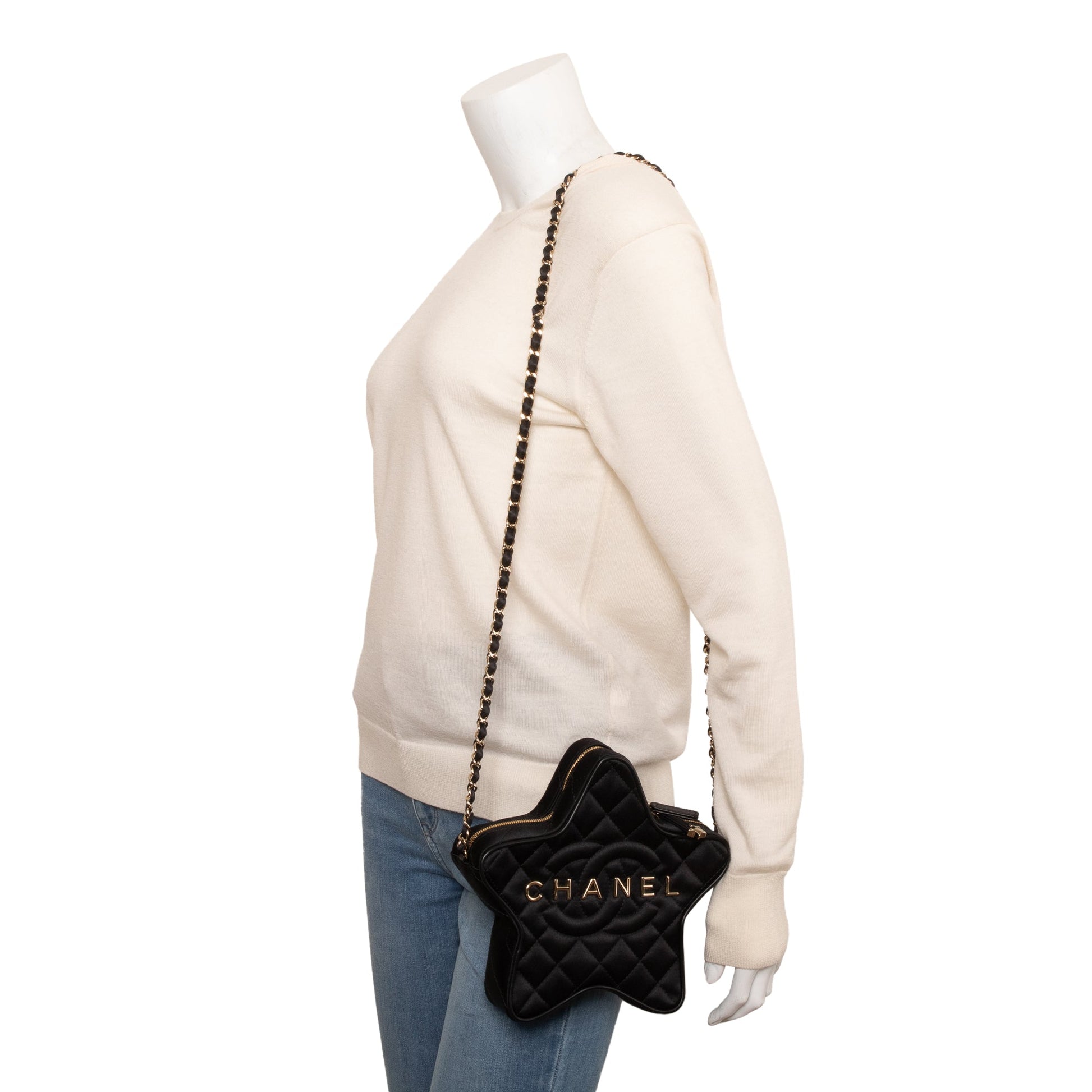 Chanel Satin Walk Fame Star Black Travel Bag