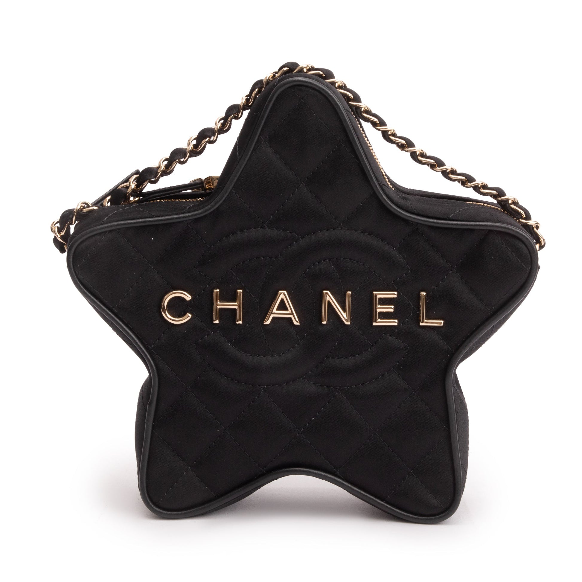 Chanel Satin Walk Fame Star Black Travel Bag