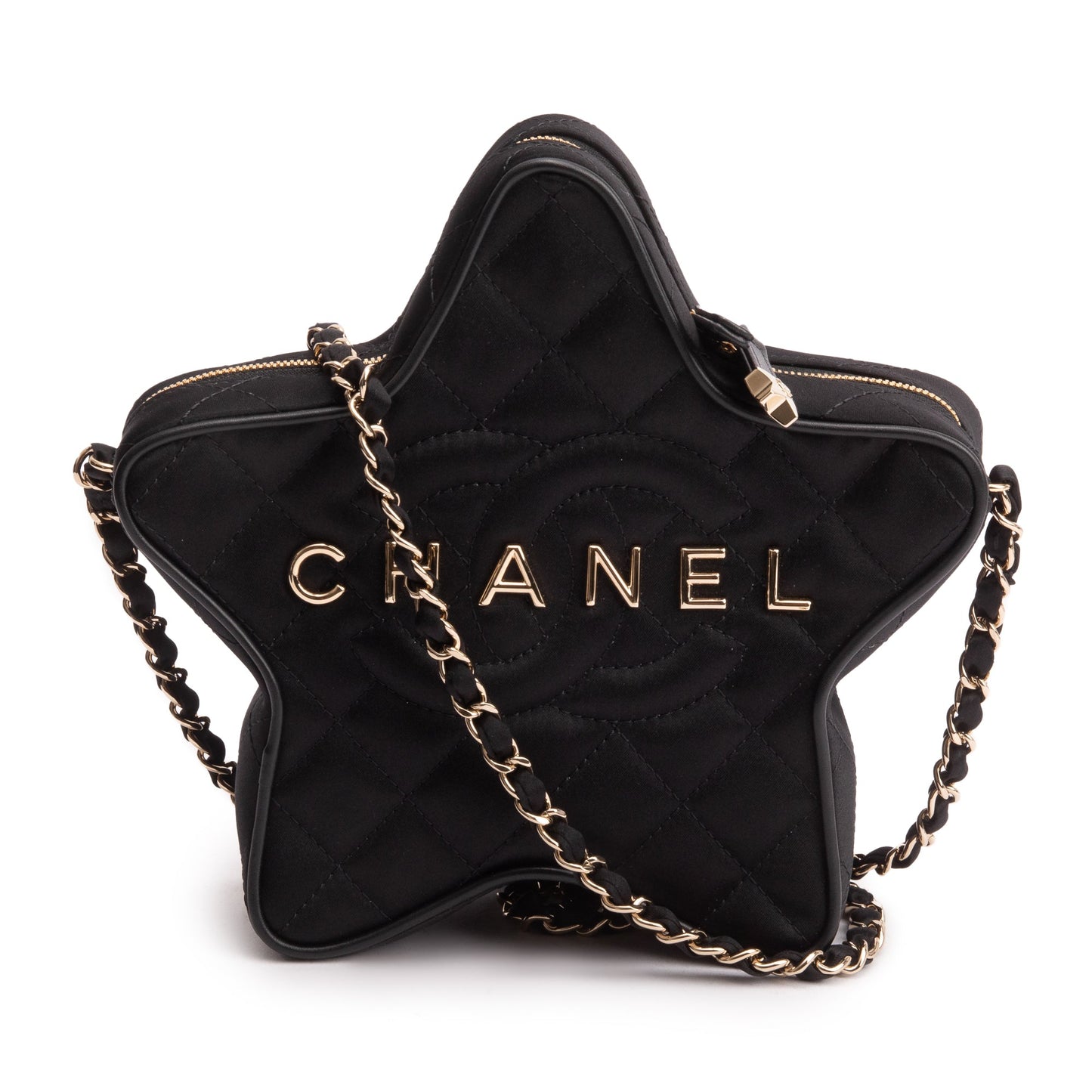Chanel Satin Walk Fame Star Black Travel Bag