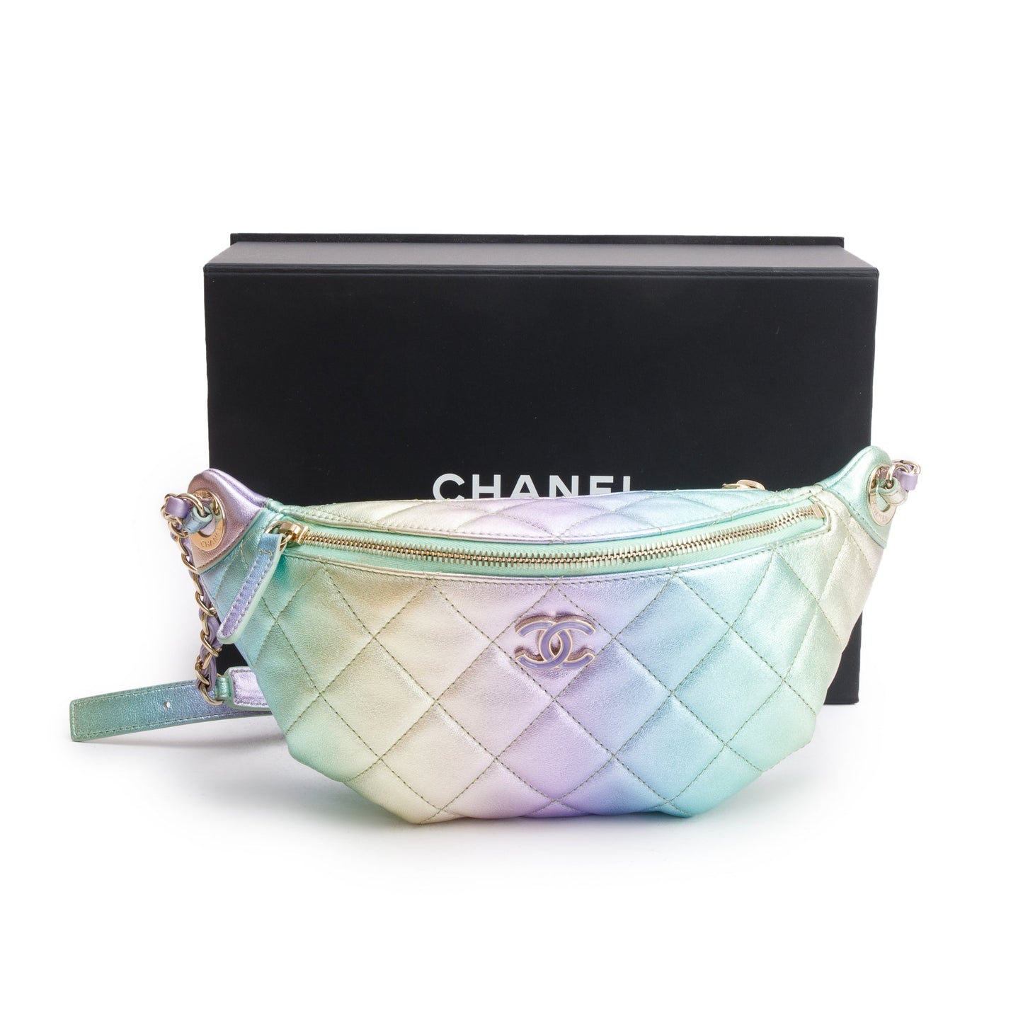 Chanel Iridescent Rainbow ag Leather Calfskin Belt