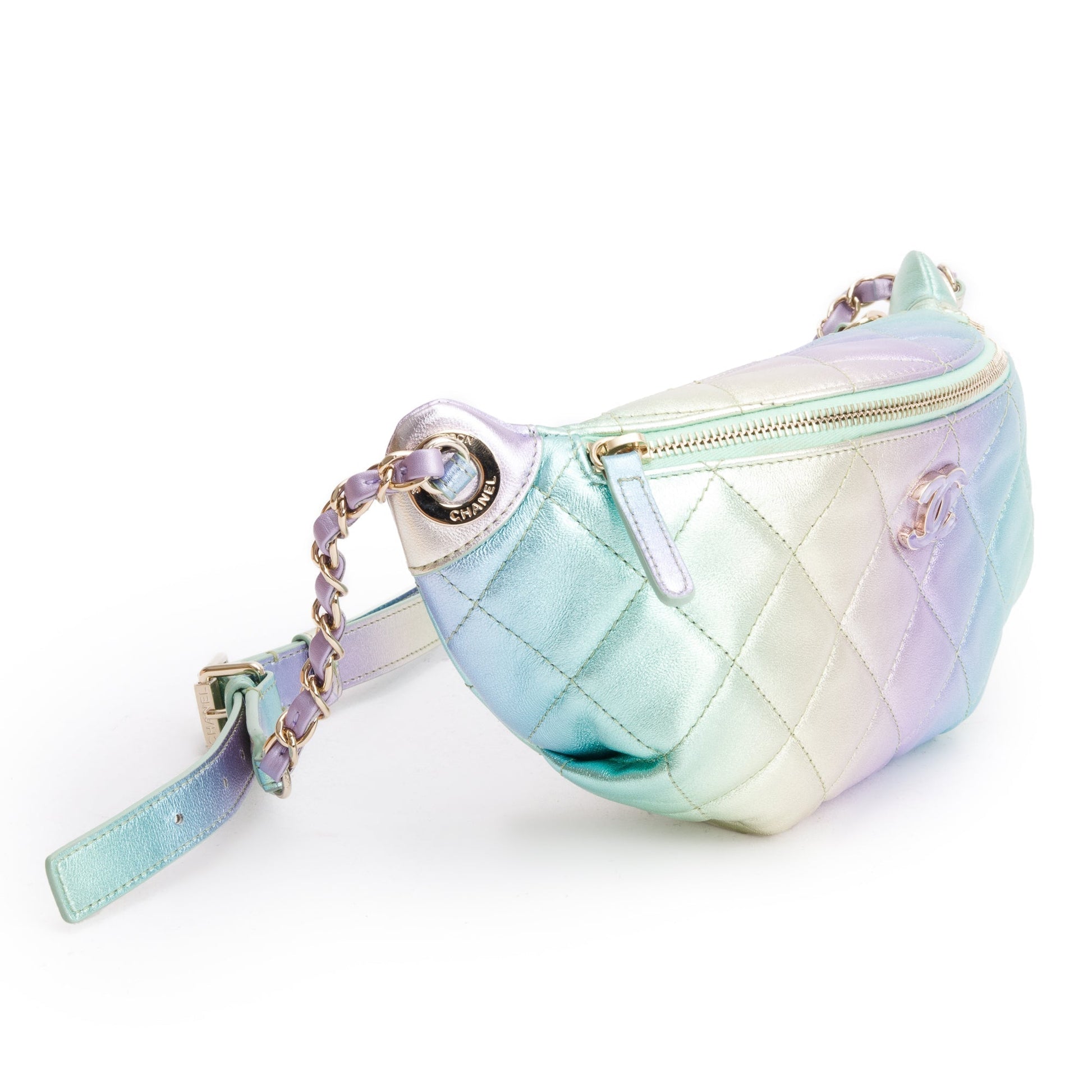 Chanel Iridescent Rainbow ag Leather Calfskin Belt