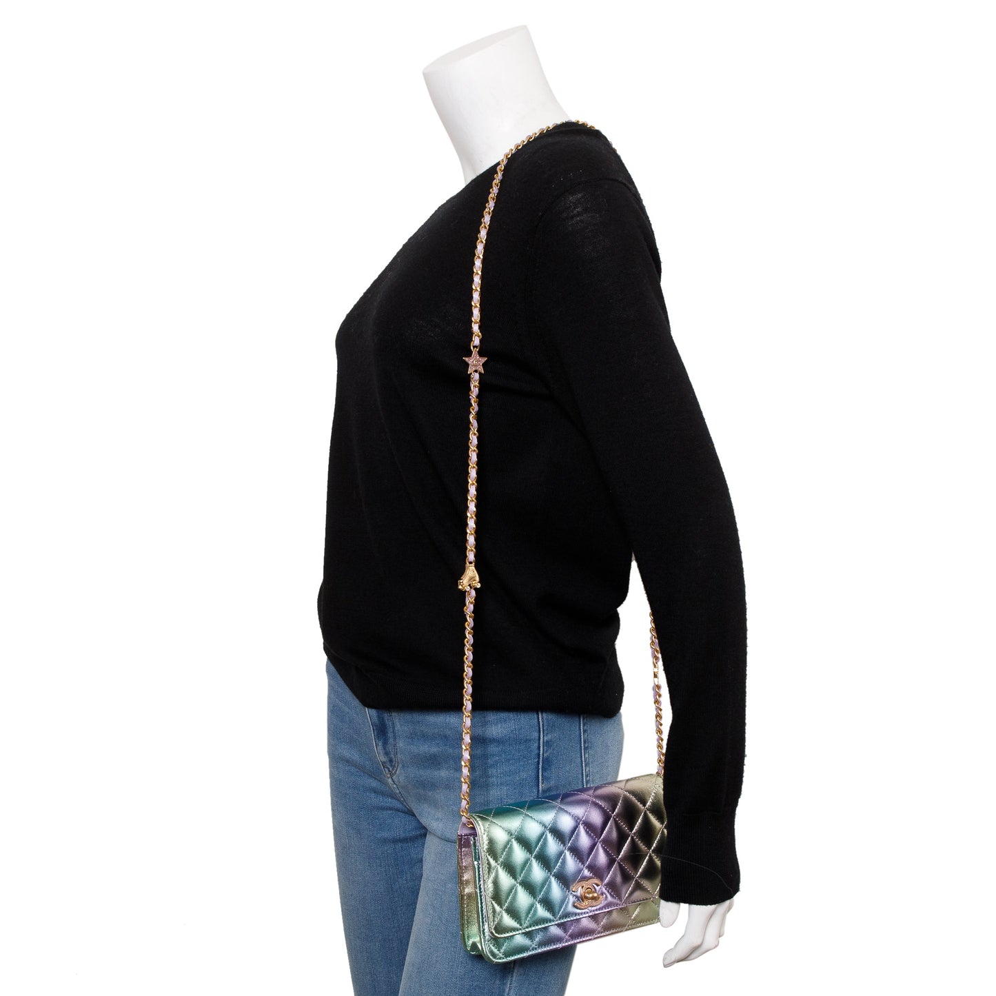 Chanel ther Strass on Leather Lambskin Multicolor Wallet Case