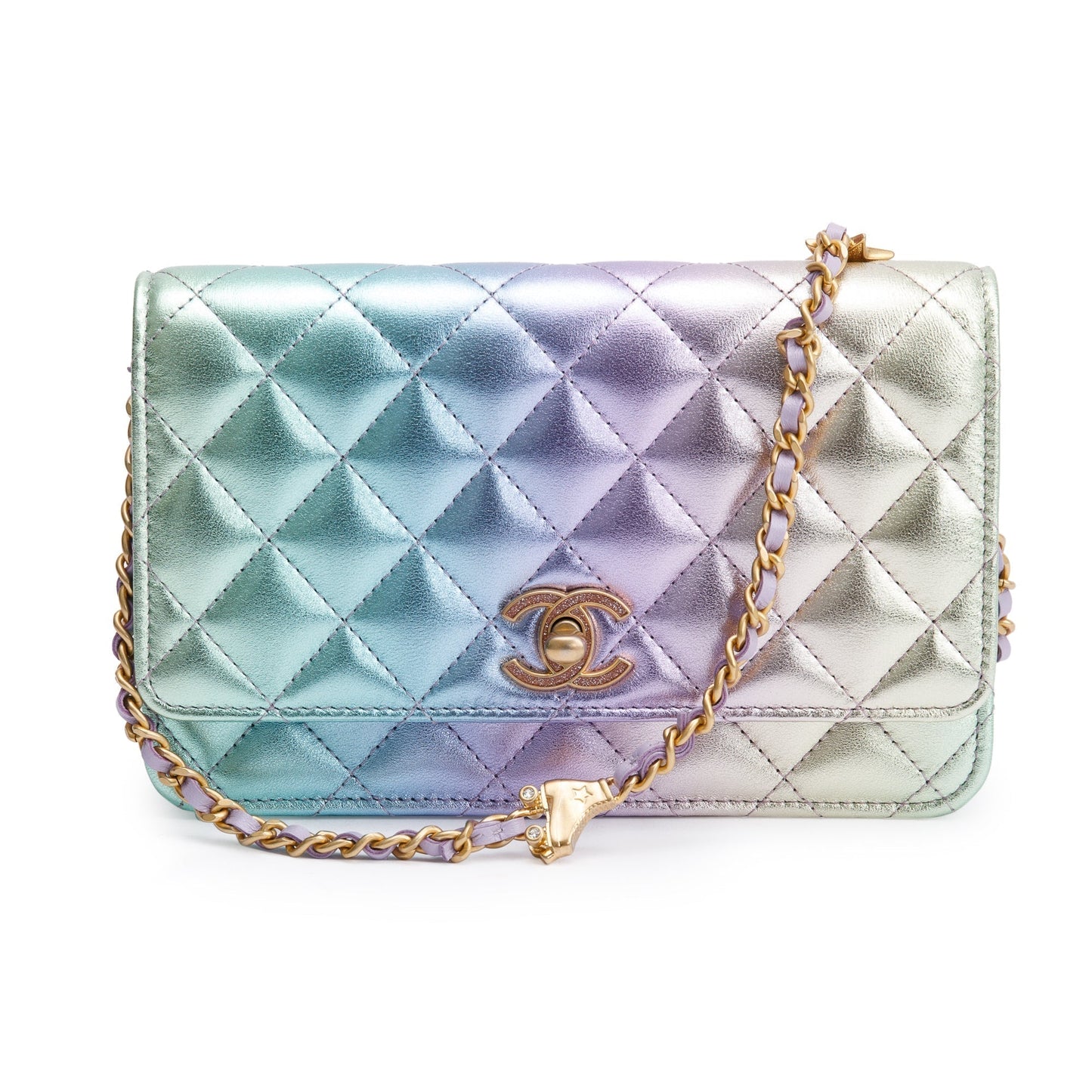 Chanel ther Strass on Leather Lambskin Multicolor Wallet Case