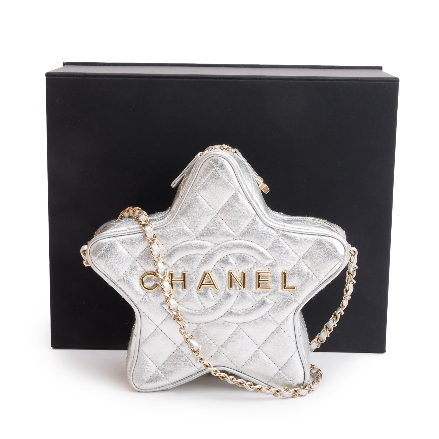 Louis Vuitton Chanel r Leather Silver Travel Bag