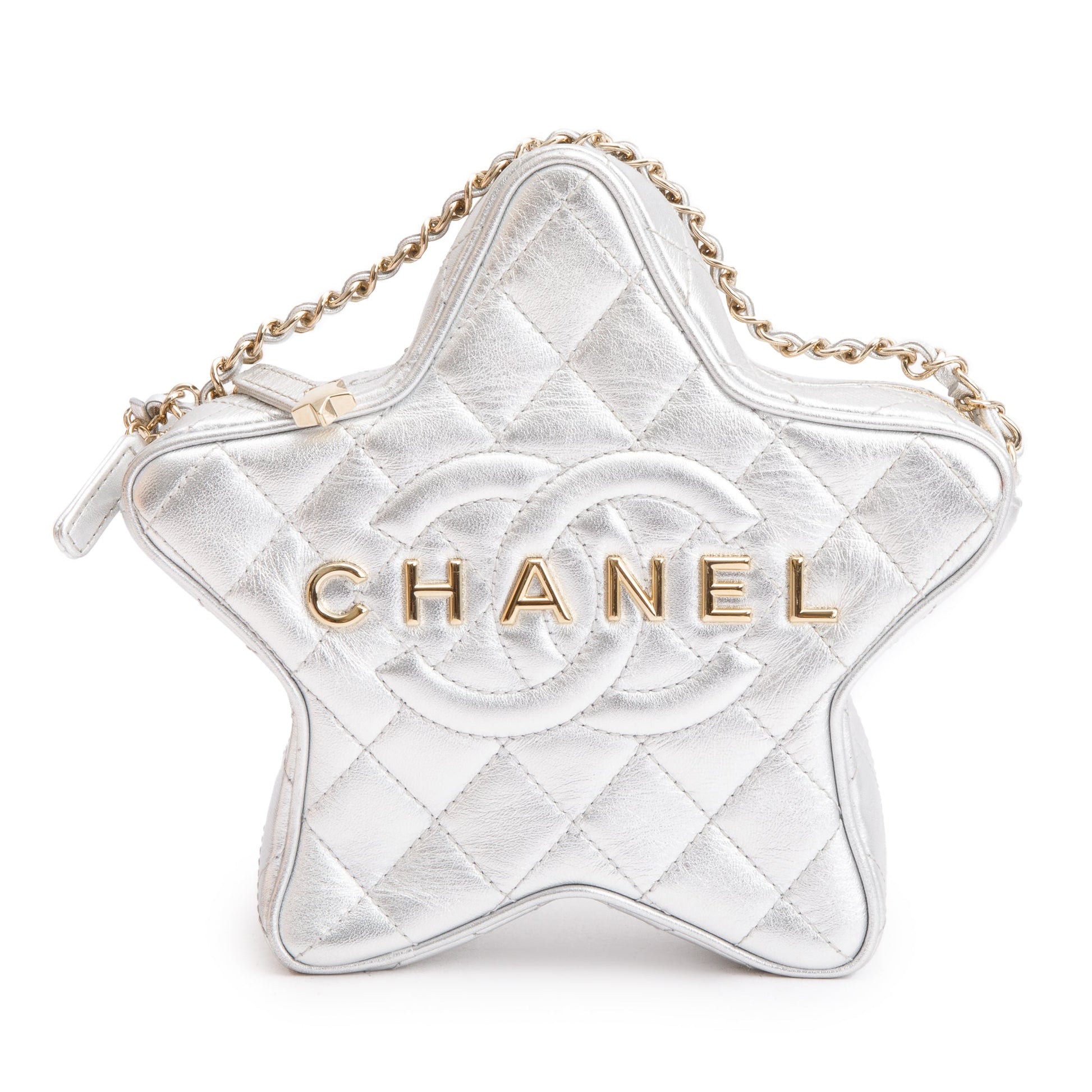 Louis Vuitton Chanel r Leather Silver Travel Bag