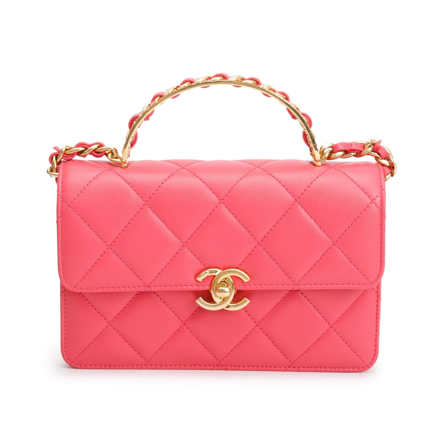 Chanel Flap Lambskin Pink Travel Bag