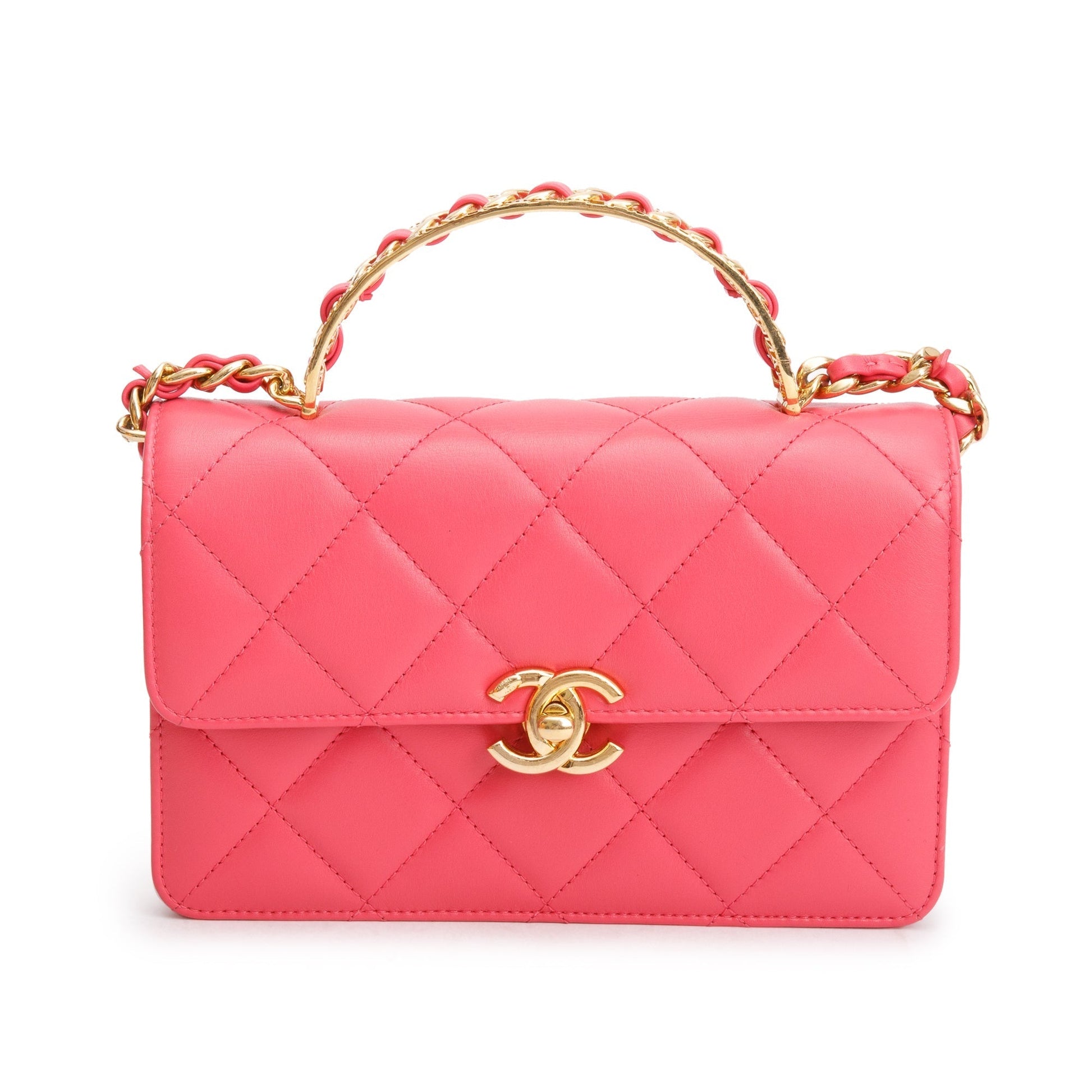 Chanel Flap Lambskin Pink Travel Bag