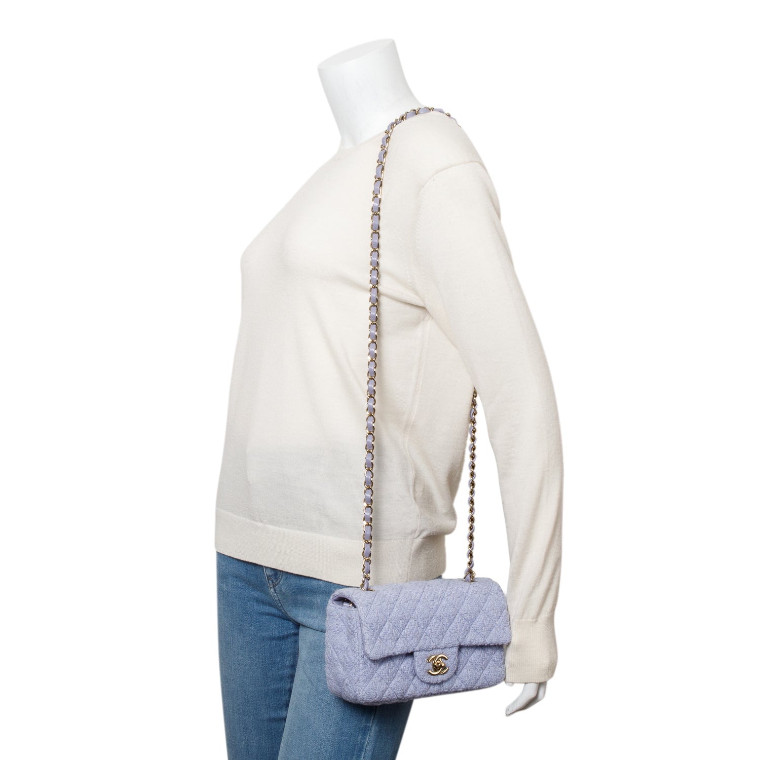 Chanel Purple Tweed Classic Rectangular Flap Travel Bag