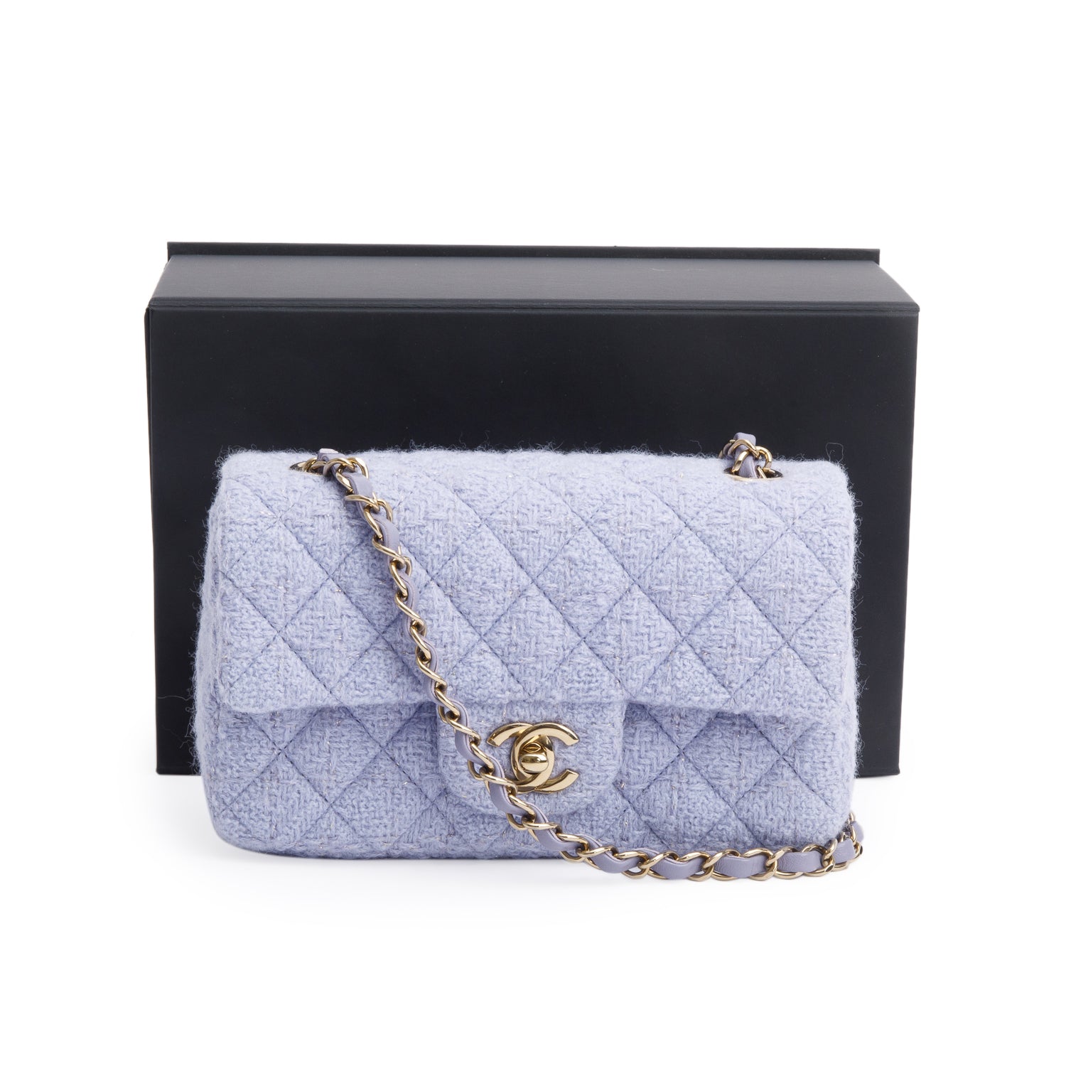 Chanel Purple Tweed Classic Rectangular Flap Travel Bag