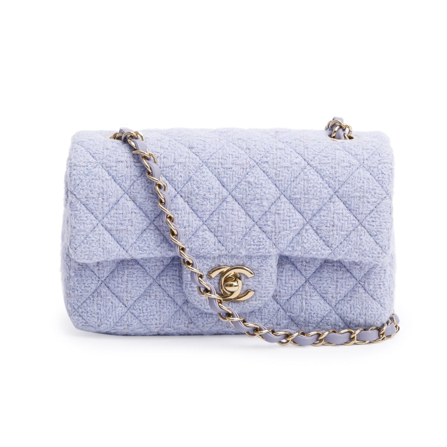 Chanel Purple Tweed Classic Rectangular Flap Travel Bag