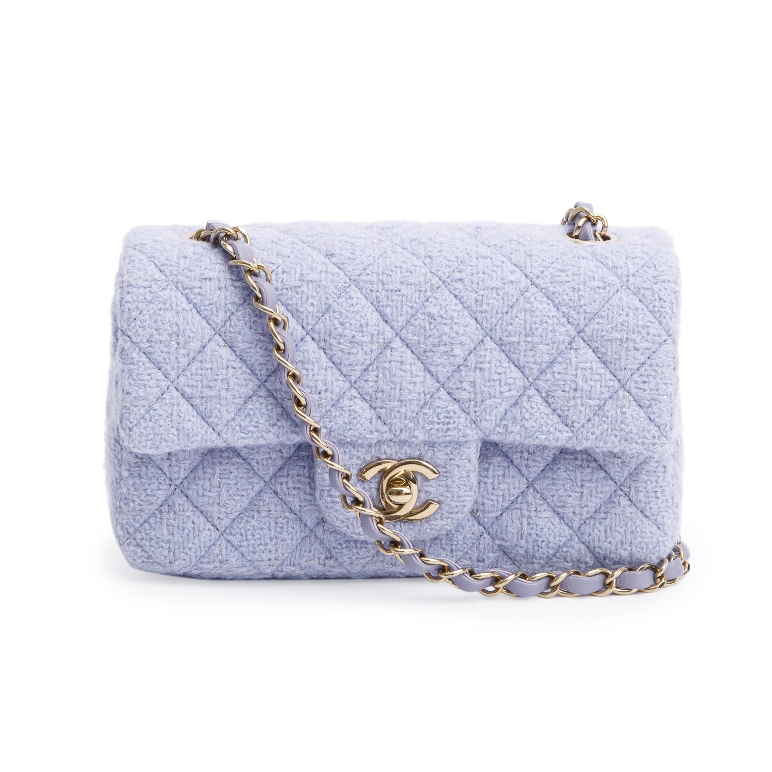 Chanel Purple Tweed Classic Rectangular Flap Travel Bag