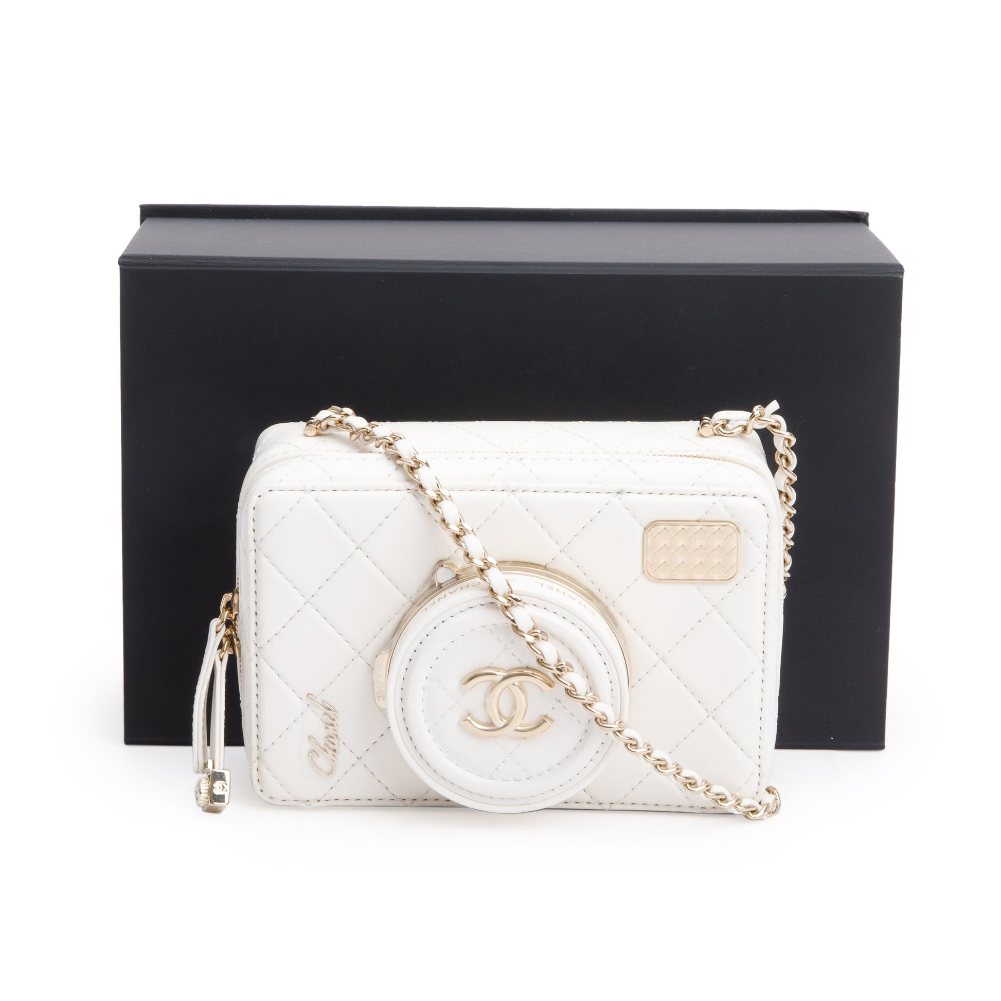 Chanel Quilted Coco Click Leather Calfskin White Travel Bag