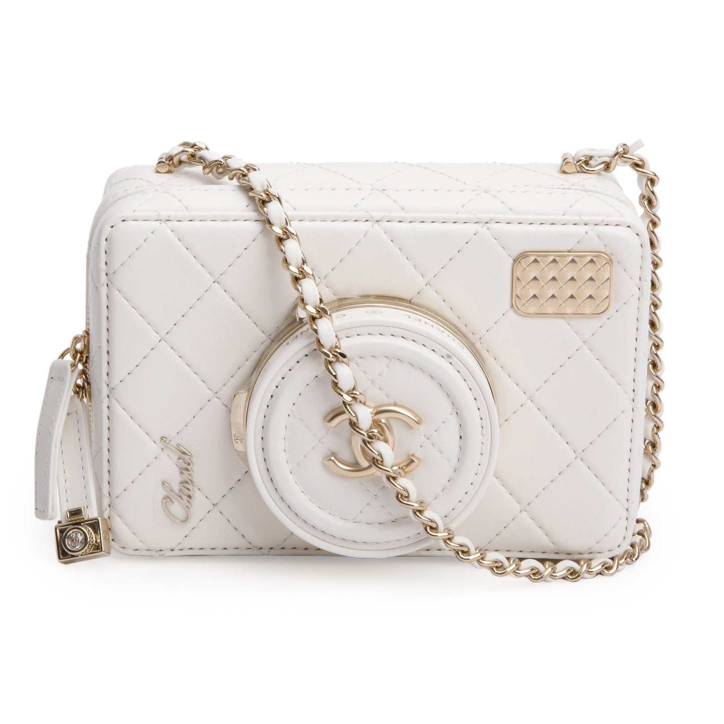 Chanel Quilted Coco Click Leather Calfskin White Travel Bag