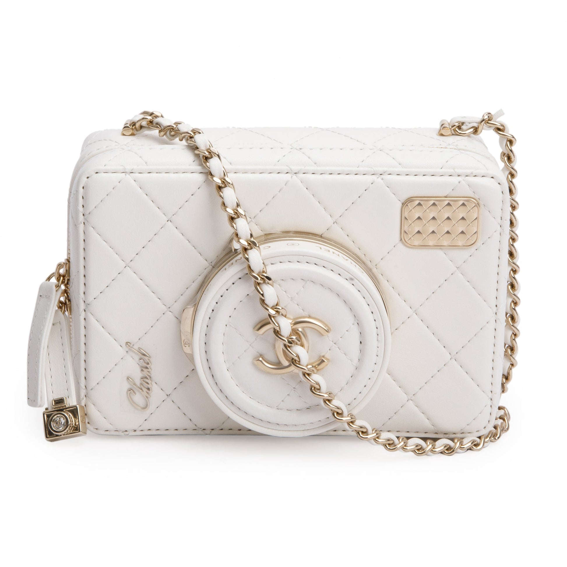 Chanel Quilted Coco Click Leather Calfskin White Travel Bag