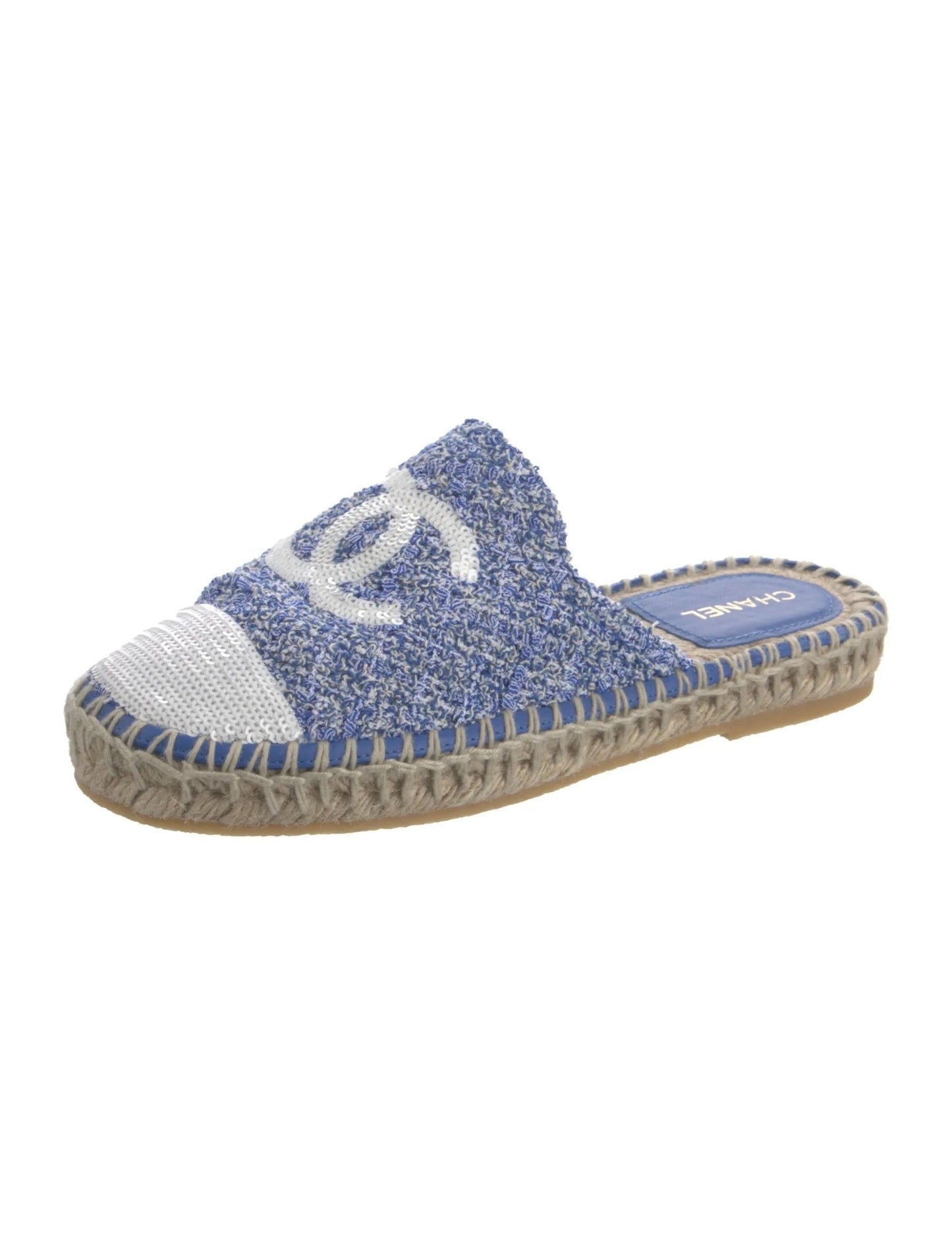 Chanel Tweed Sequin Cc Logo Backless Espadrilles Bag