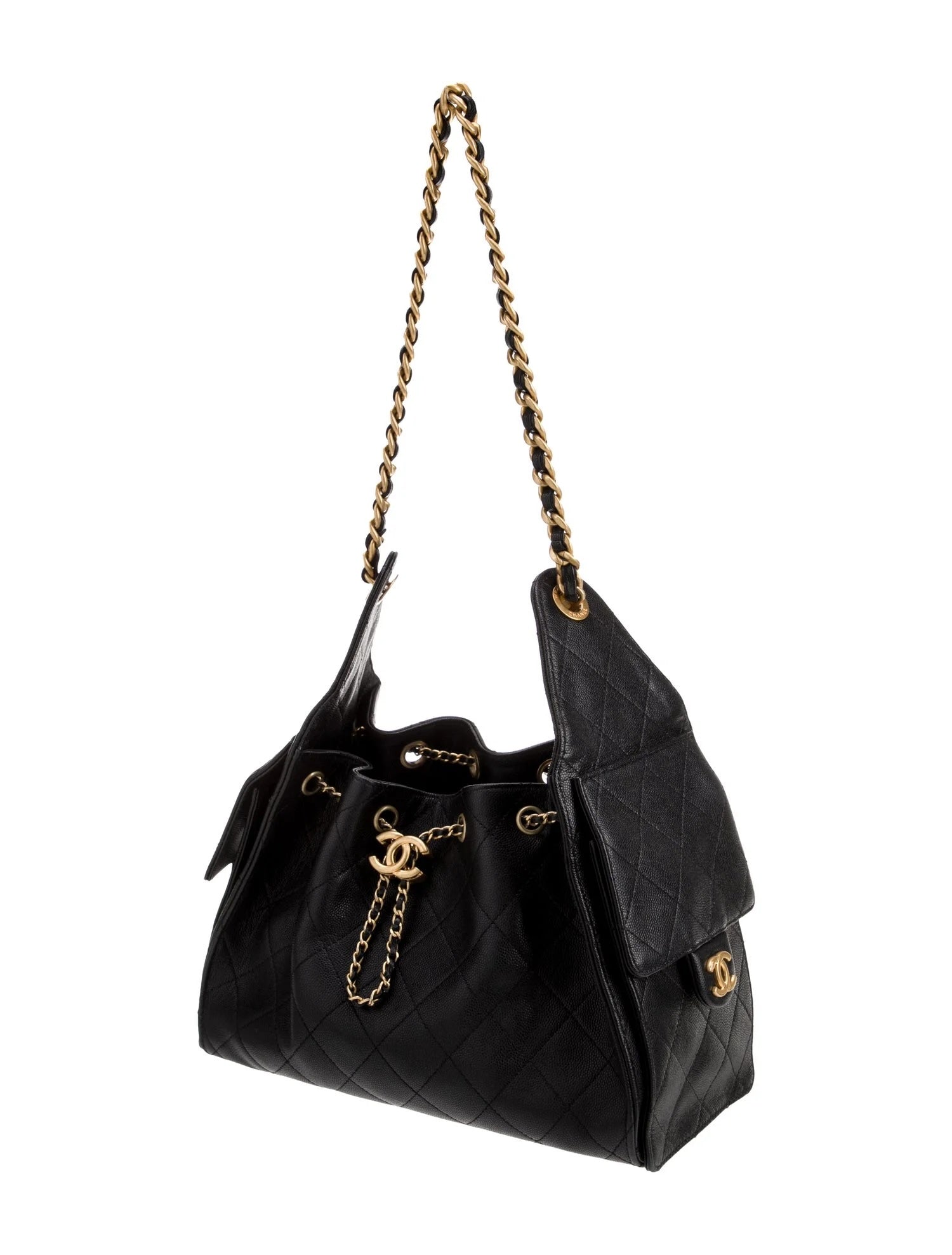 CHANEL 25 CAVIAR QUILTED CALFSKIN LEATHER SMALL HOBO BAG