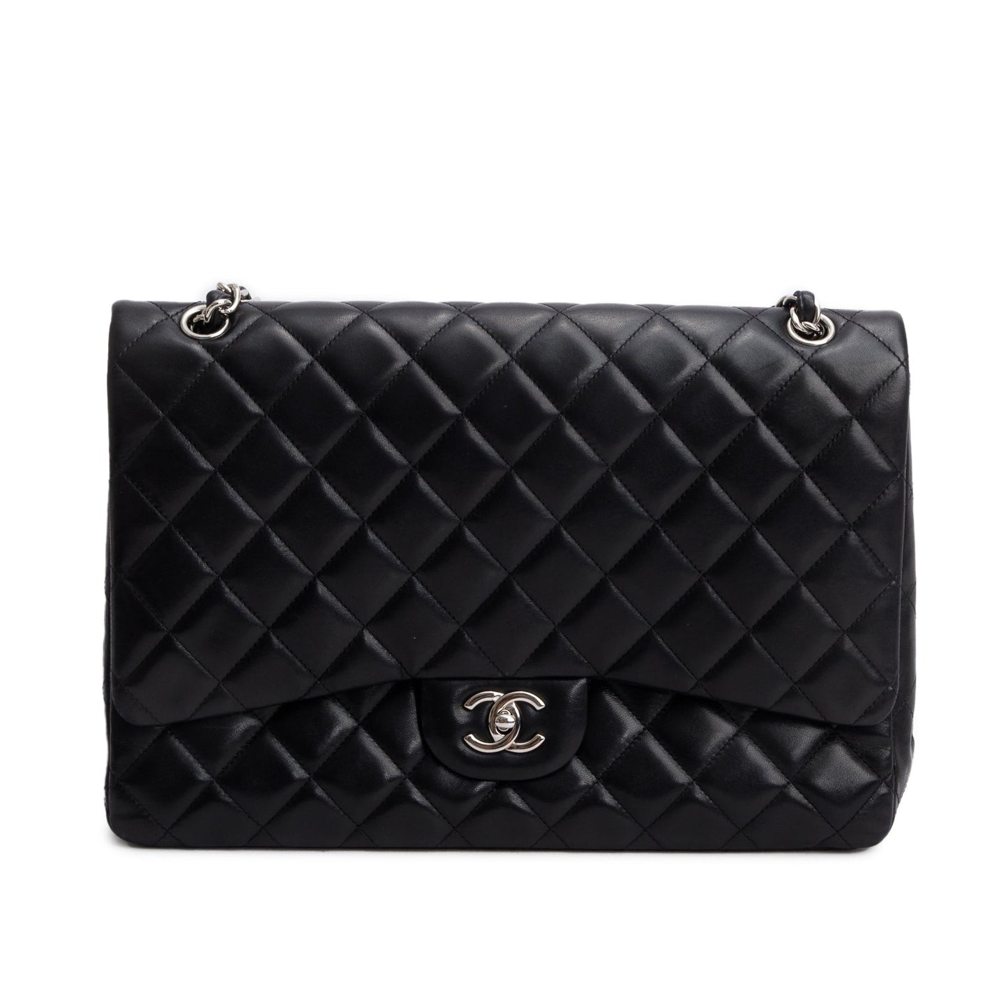 Chanel Classic Jumbo Single Flap Leather Lambskin Black Travel Bag Authenticity Card