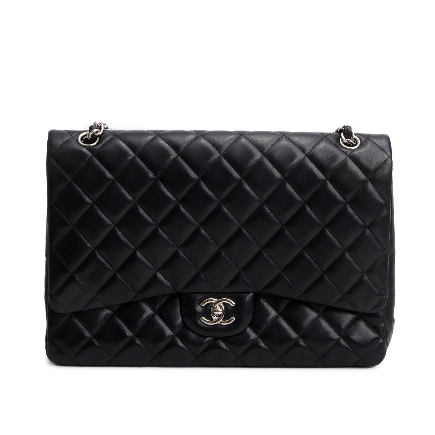 Chanel Classic Jumbo Single Flap Leather Lambskin Black Travel Bag Authenticity Card