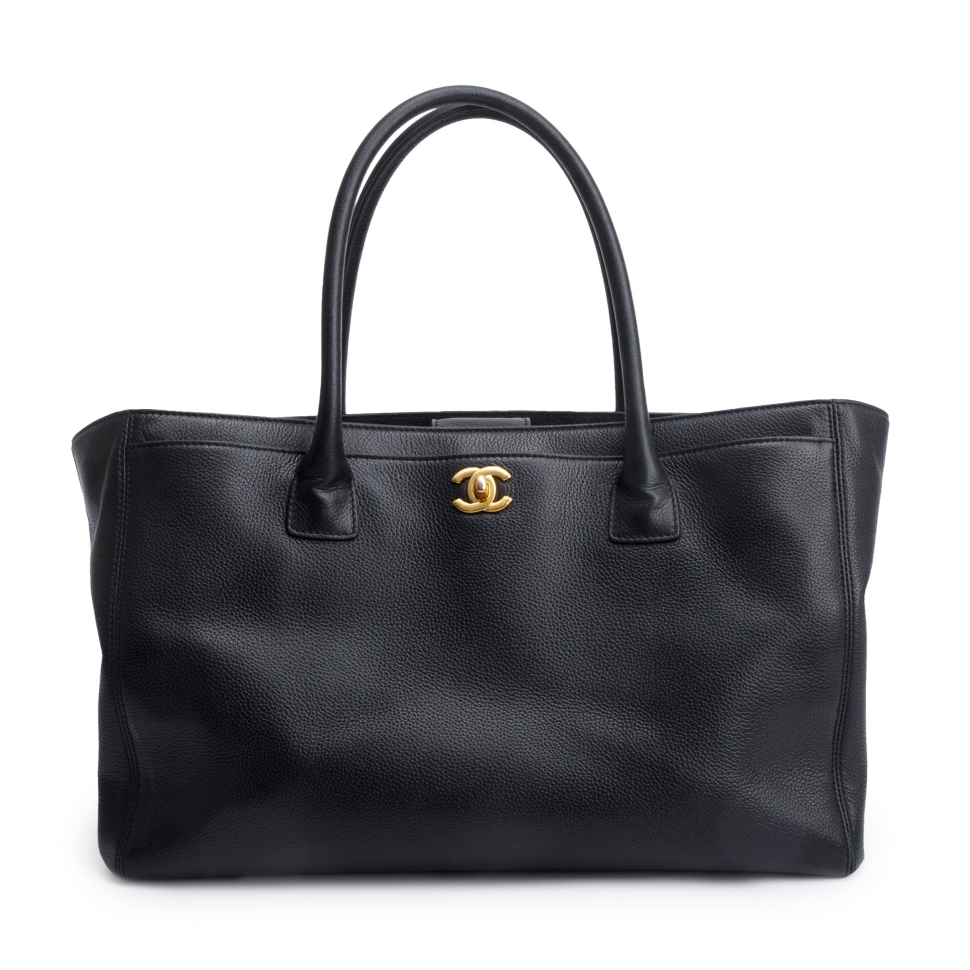Chanel Caviar Executive Cerf Leather Black Travel Bag W Strap