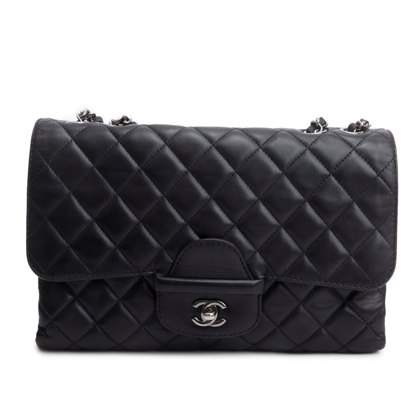 Chanel Quilted Coco Loop Flap Leather Lambskin Black Travel Bag
