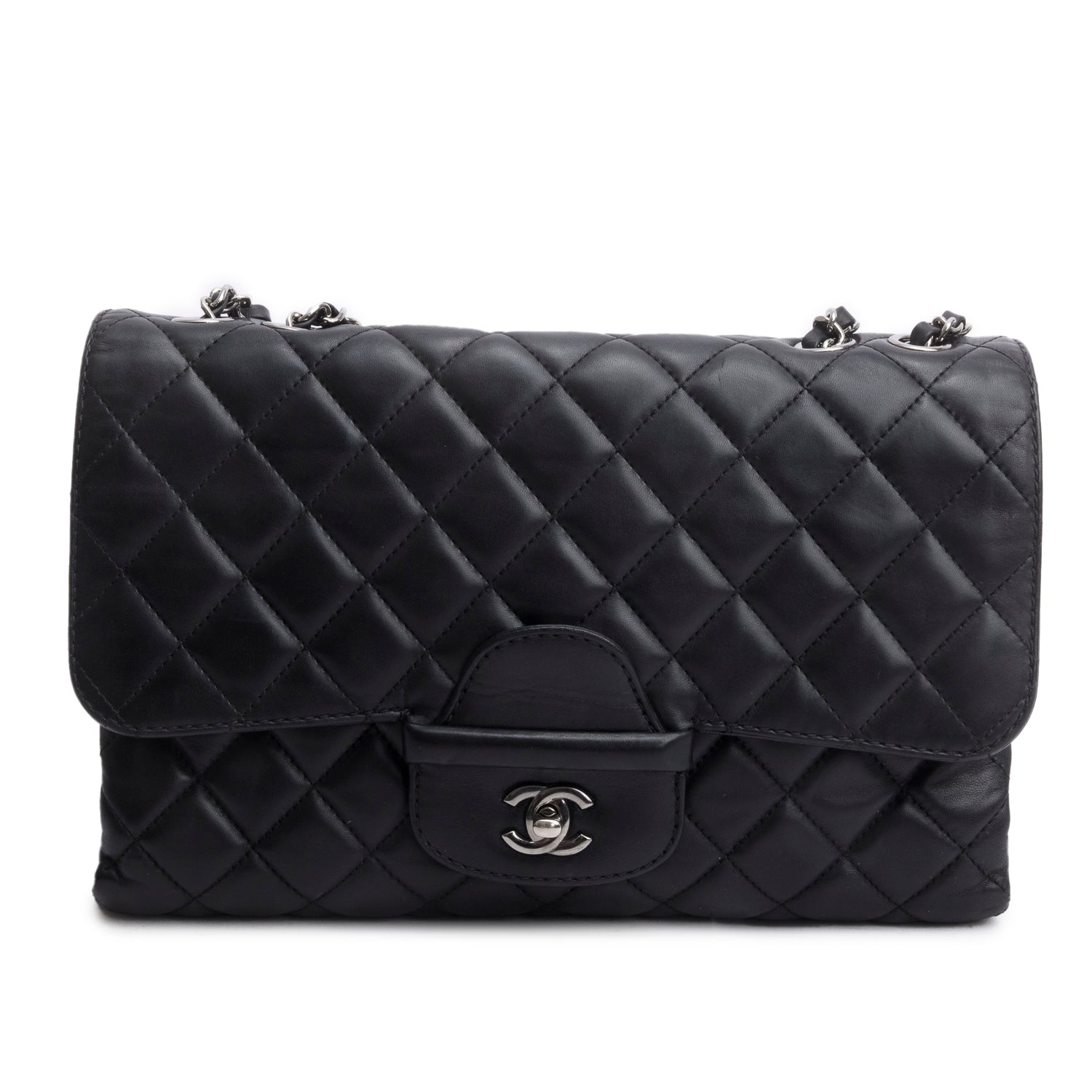 Chanel Quilted Coco Loop Flap Leather Lambskin Black Travel Bag