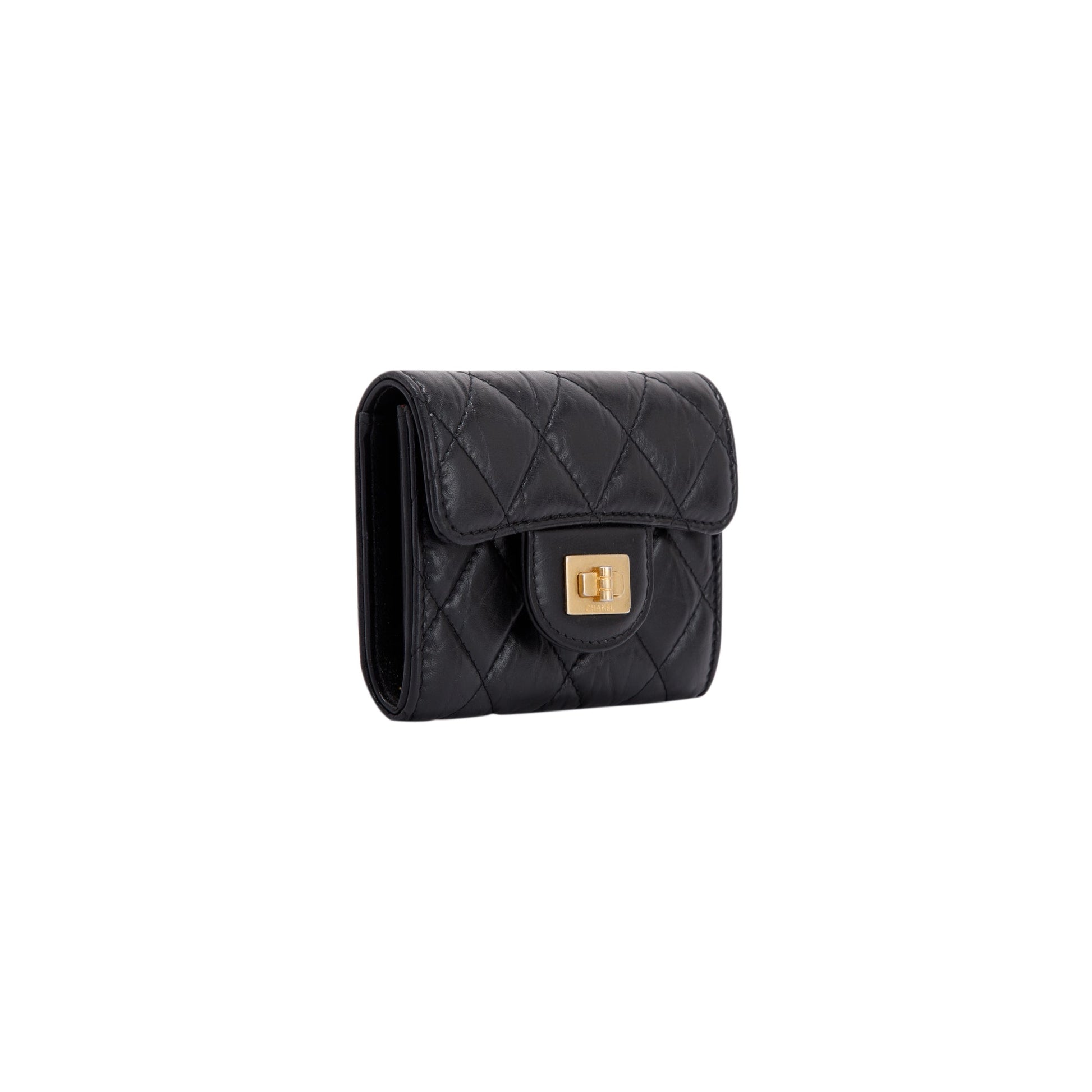 Chanel 2.55 Quilted Flap Card Holder Leather Wallet Case