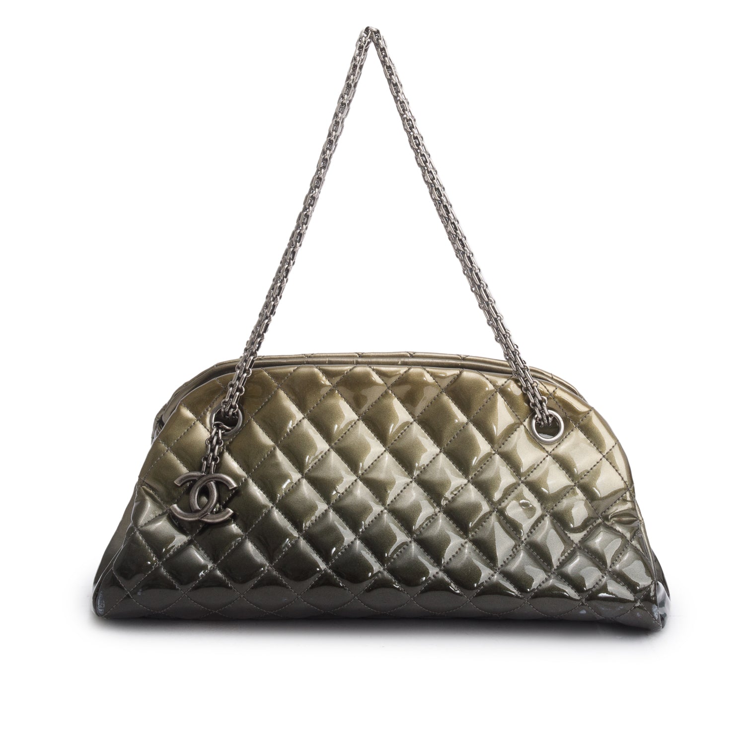Chanel Ombre Patent Quilted Just Mademoiselle Leather Green Travel Bag
