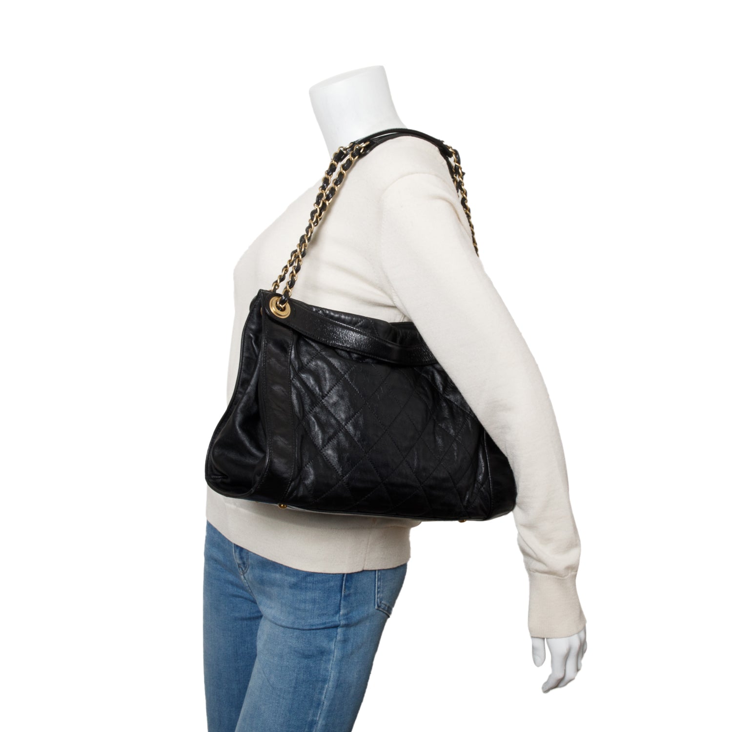 Chanel Quilted Mix Leather Calfskin Black Travel Bag