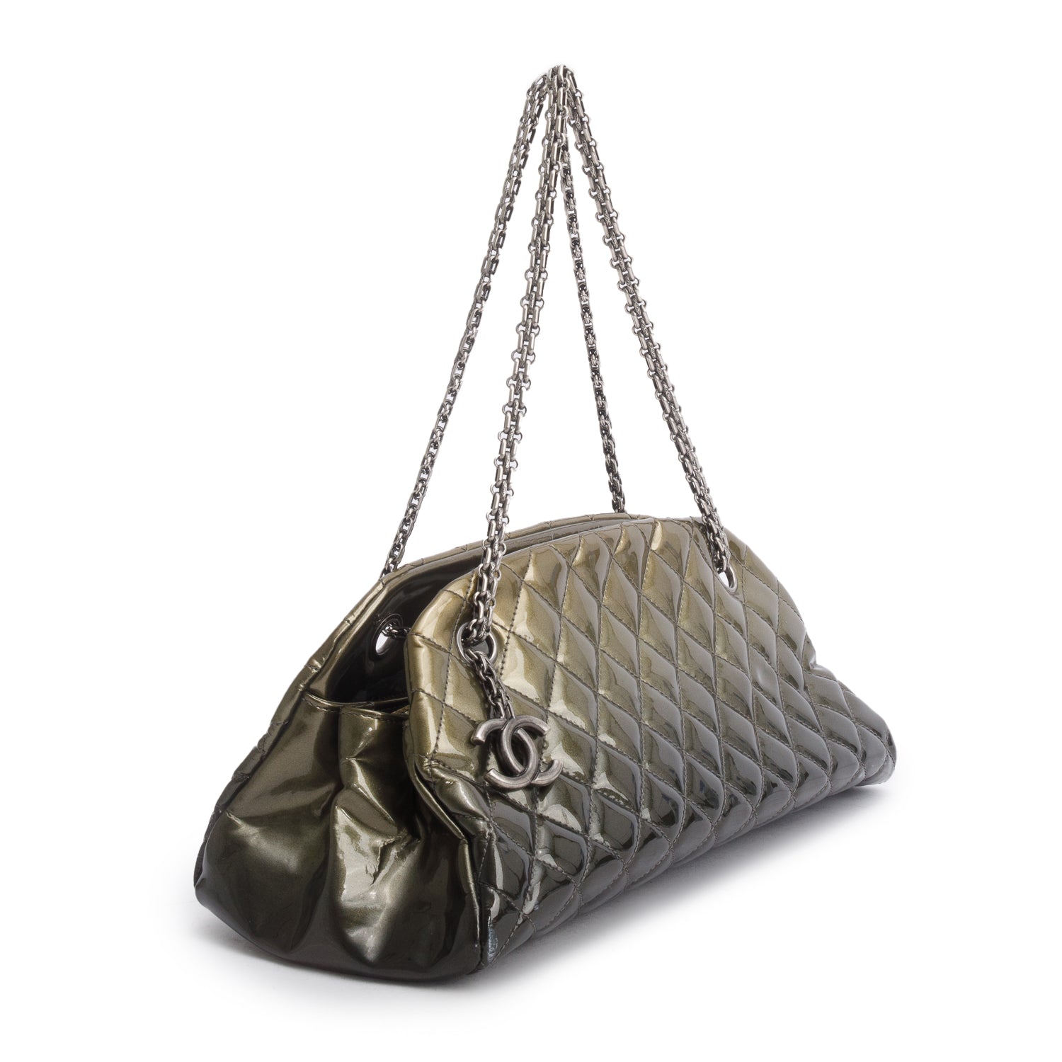 Chanel Ombre Patent Quilted Just Mademoiselle Leather Green Travel Bag
