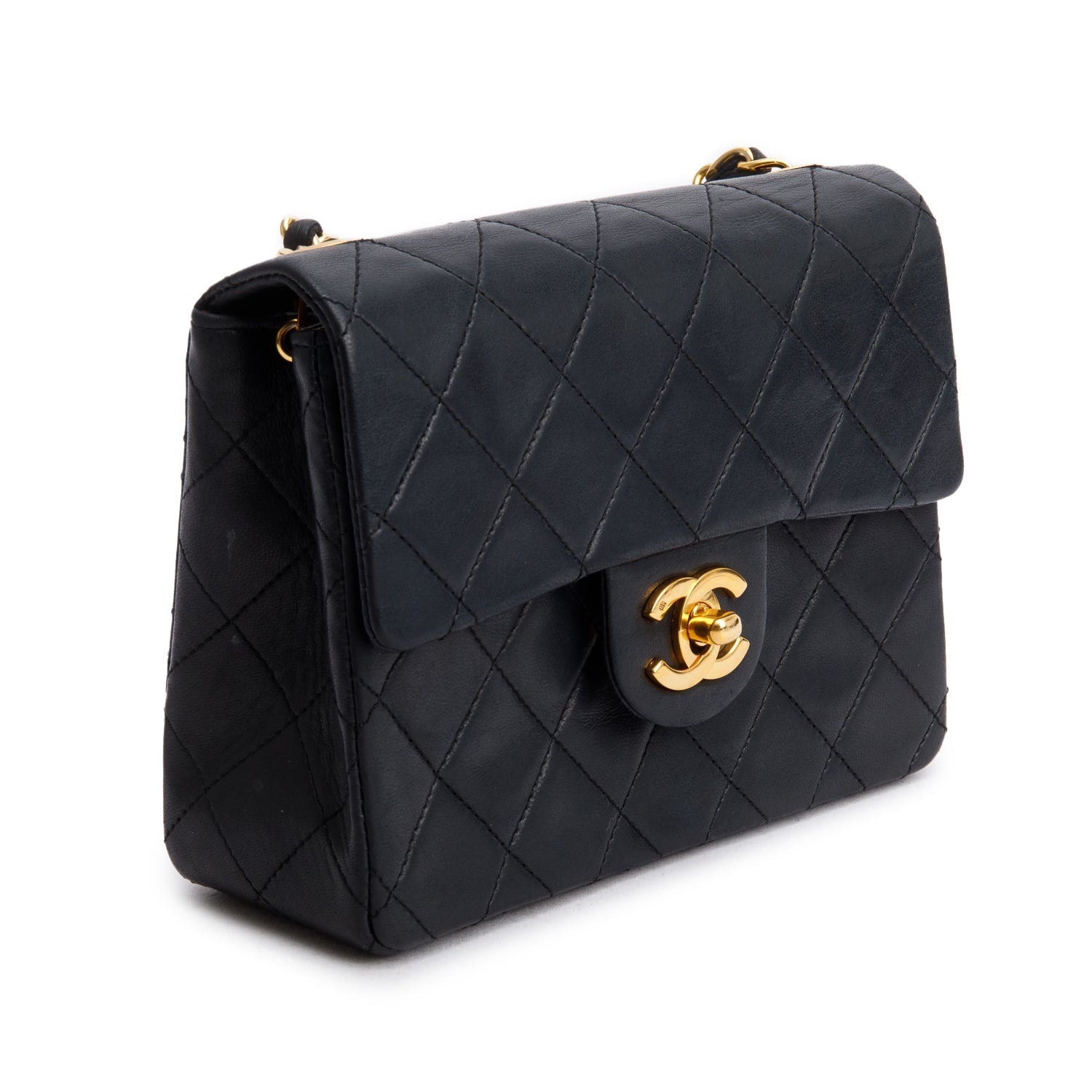 Chanel Classic Square Flap Lambskin Black Travel Bag
