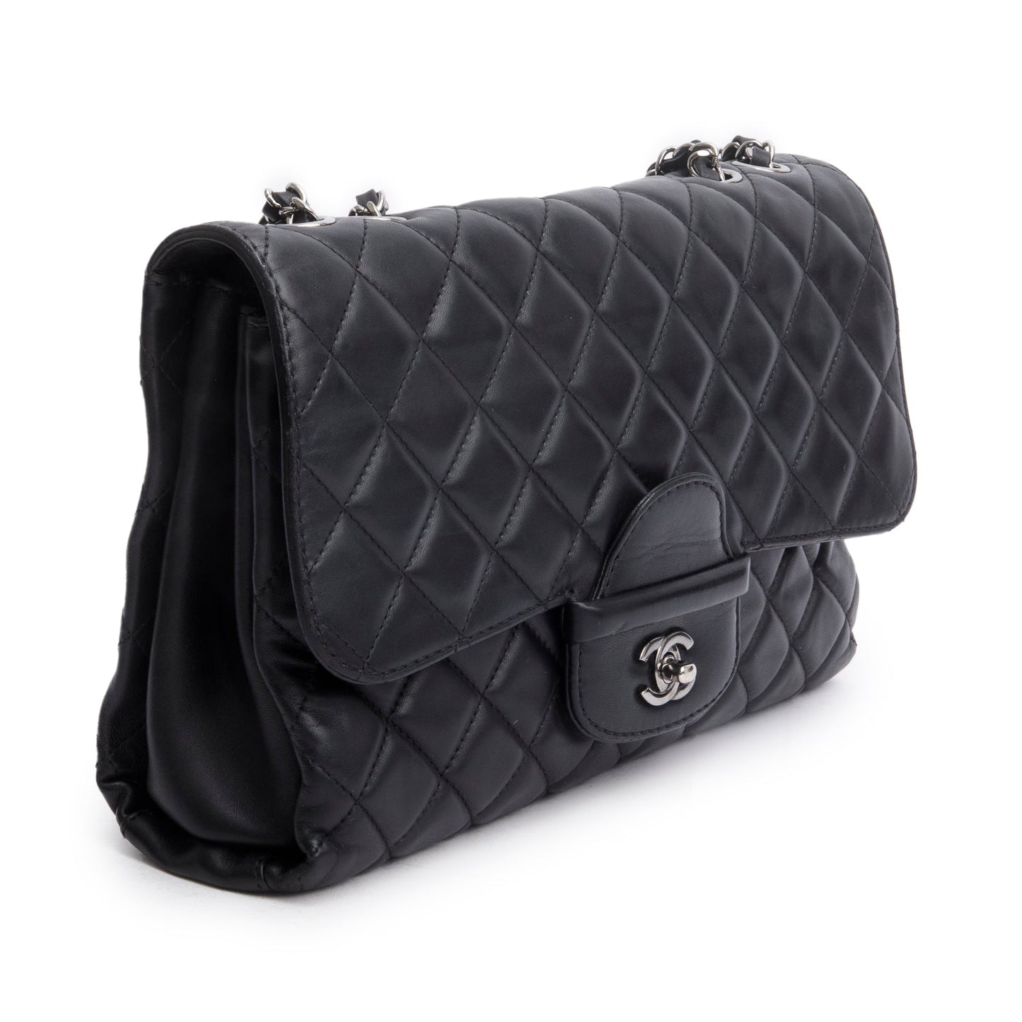 Chanel Quilted Coco Loop Flap Leather Lambskin Black Travel Bag