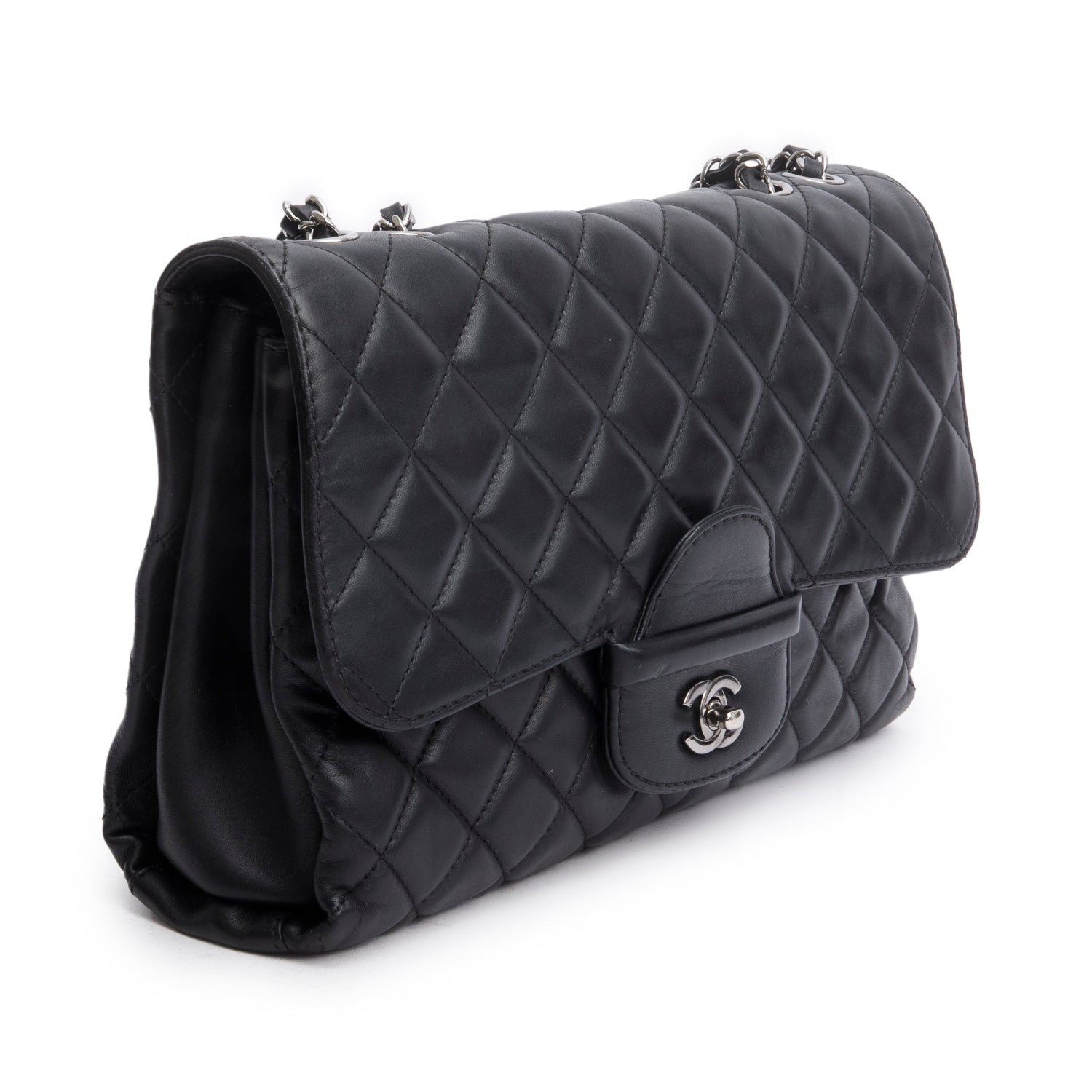 Chanel Quilted Coco Loop Flap Leather Lambskin Black Travel Bag