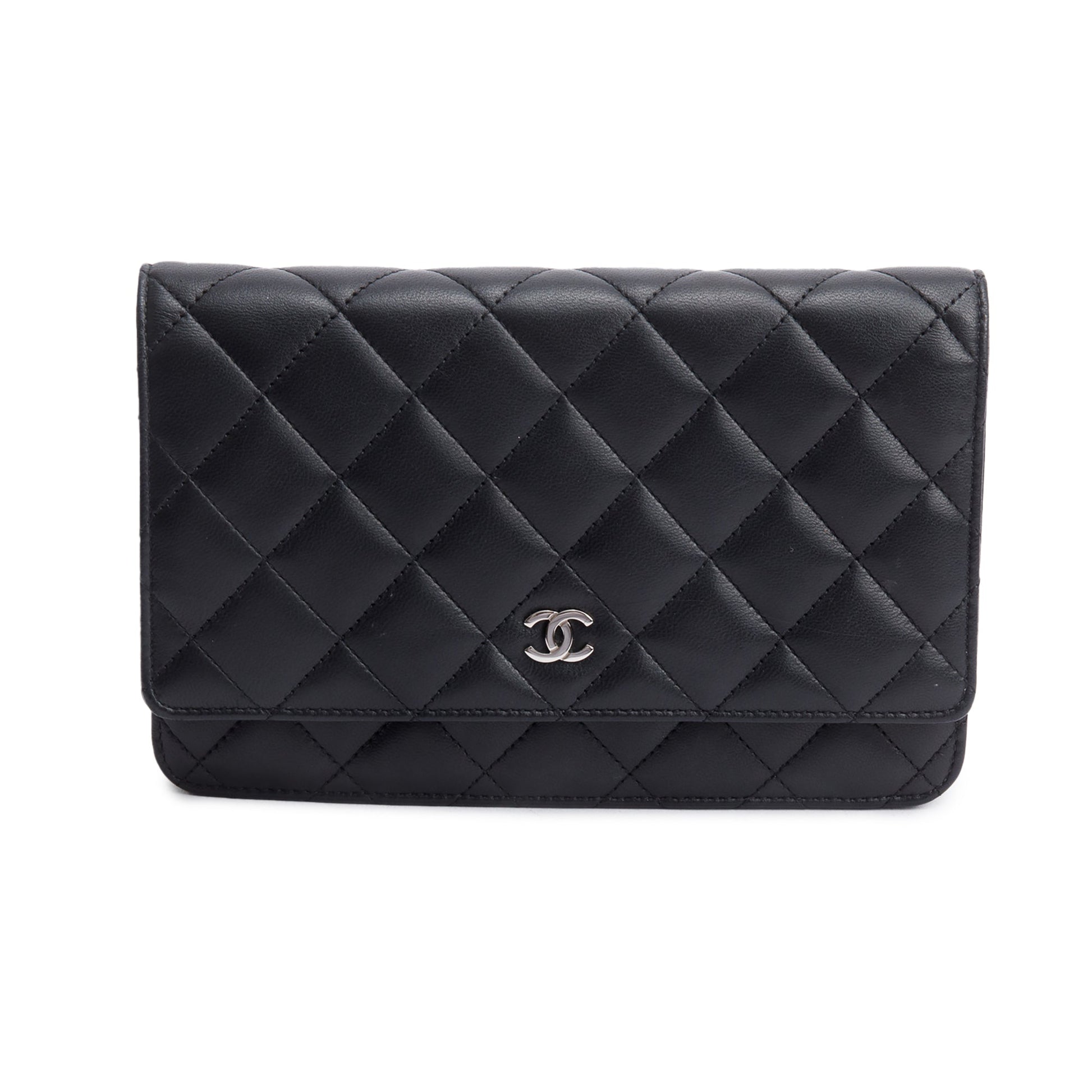 Chanel Quilted Classic on Leather Lambskin Black Wallet Case 3